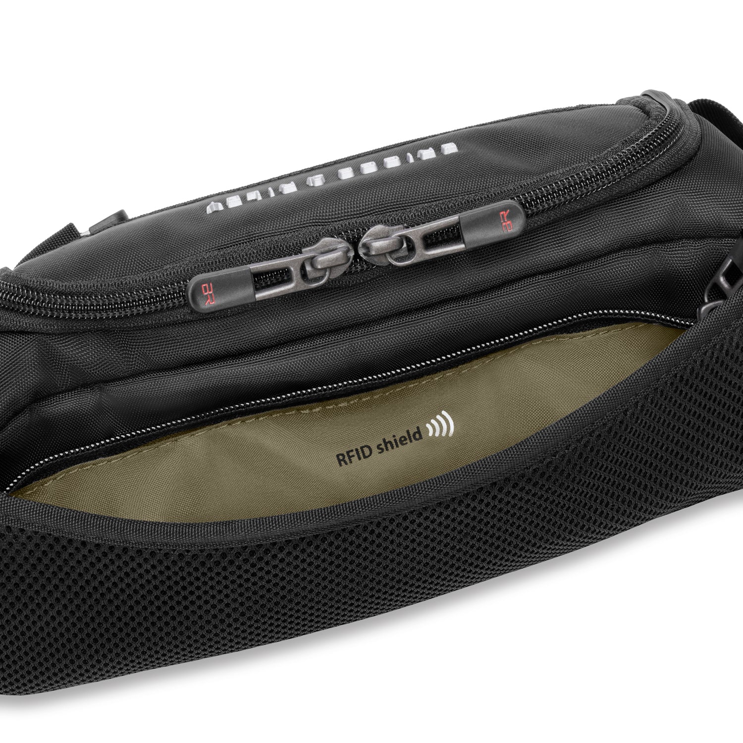 Briggs and Riley HTA Sling Bag Black RFID Pocket Close-up