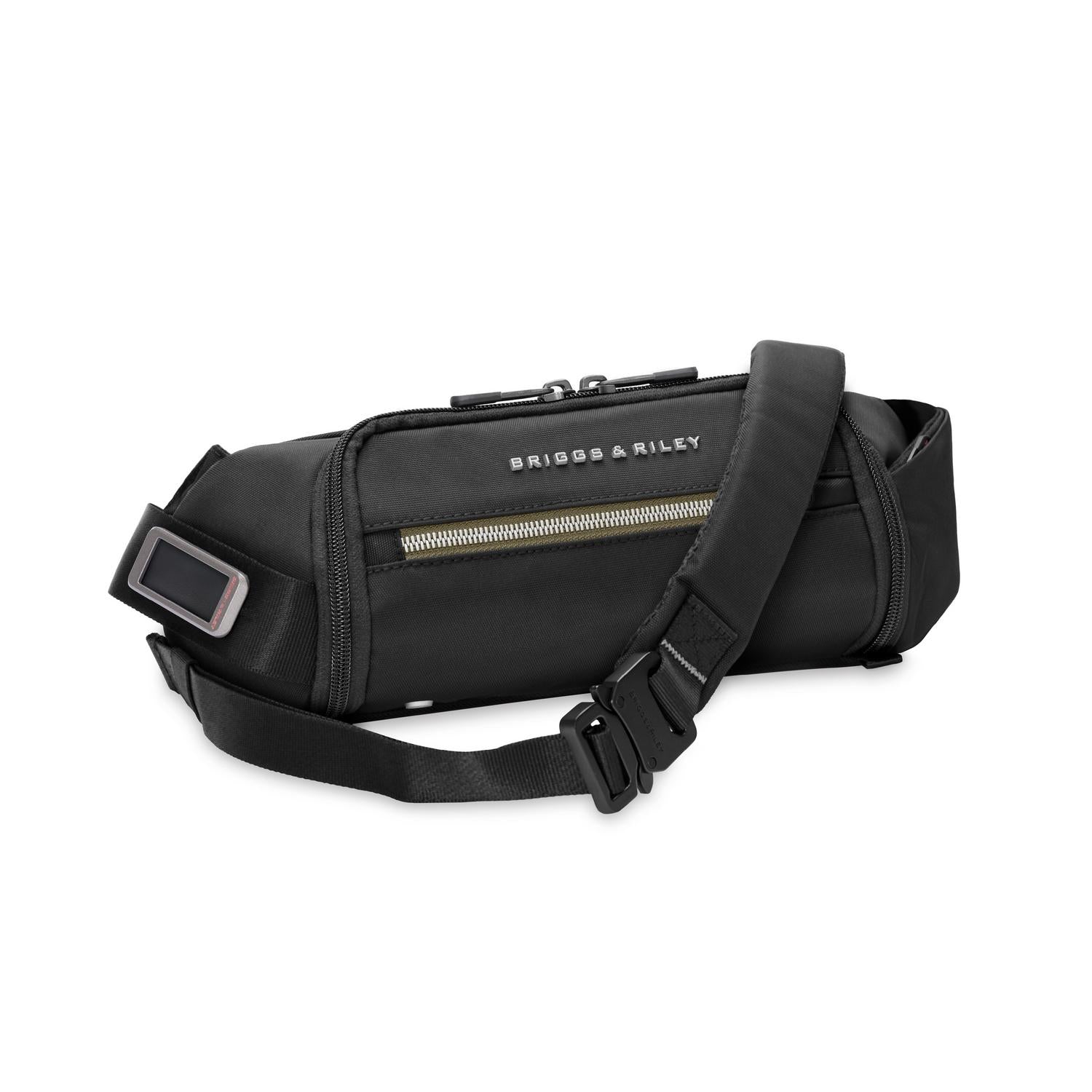 Briggs and Riley HTA Sling Bag Black Side View with Strap