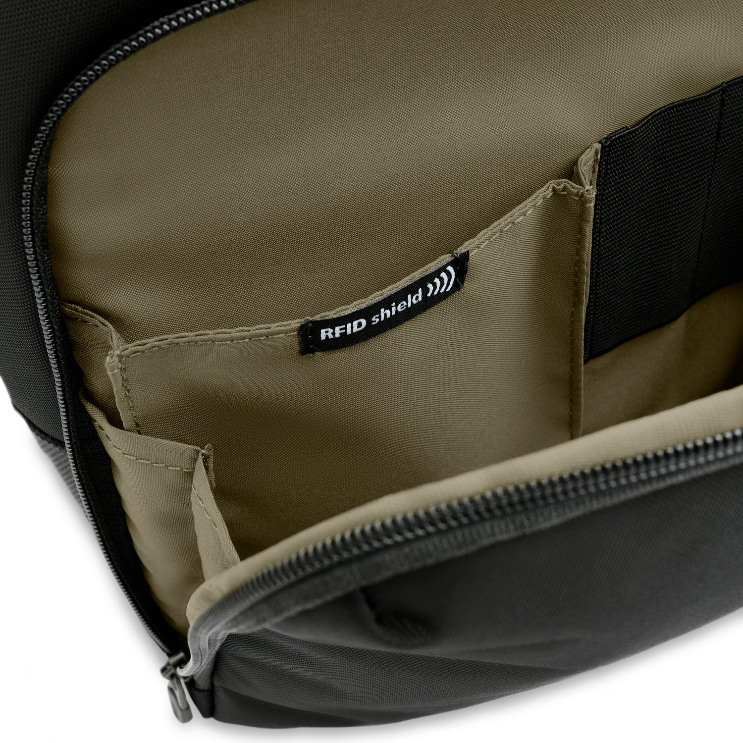 Briggs and Riley HTA Crossbody Bag Black RFID Pocket Close-up