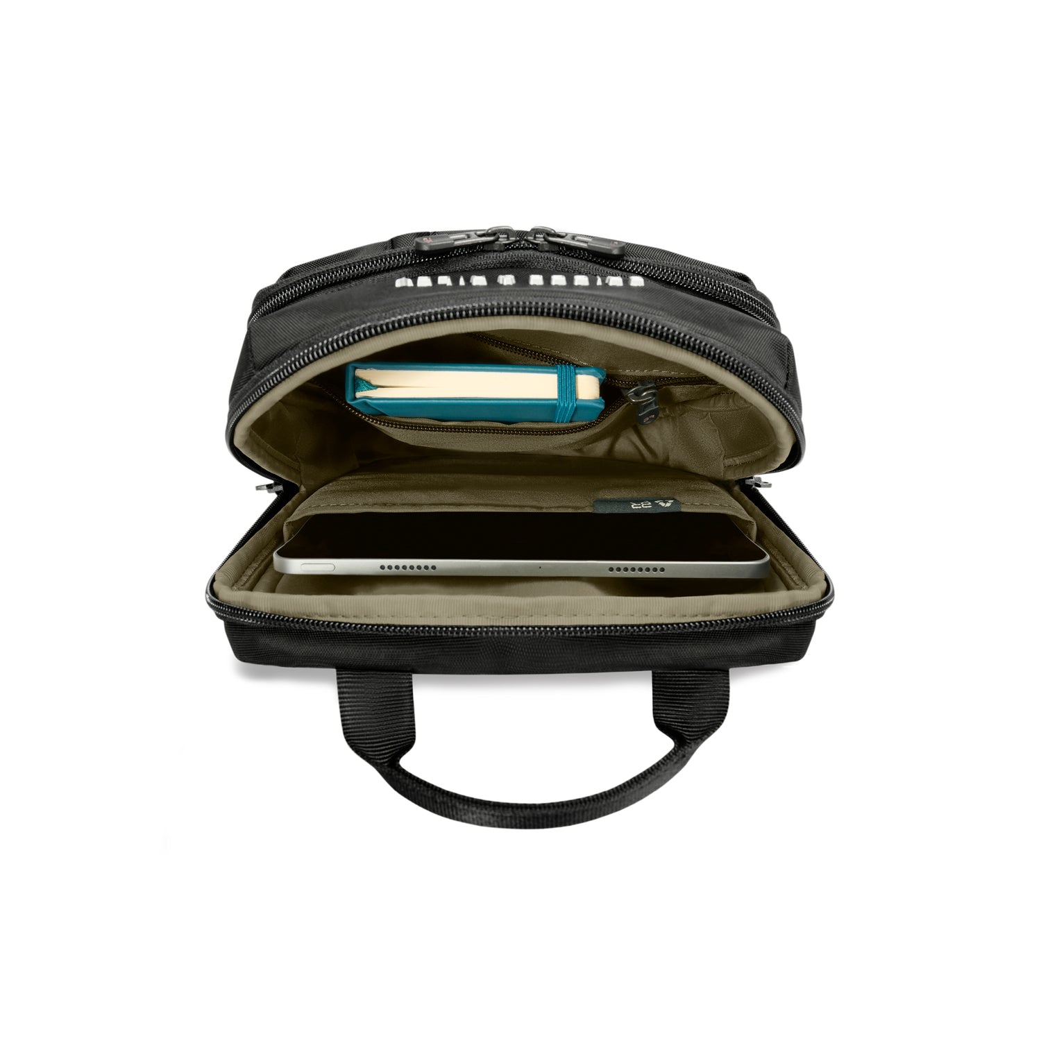 Briggs and Riley HTA Crossbody Bag Black Main Pocket Open View