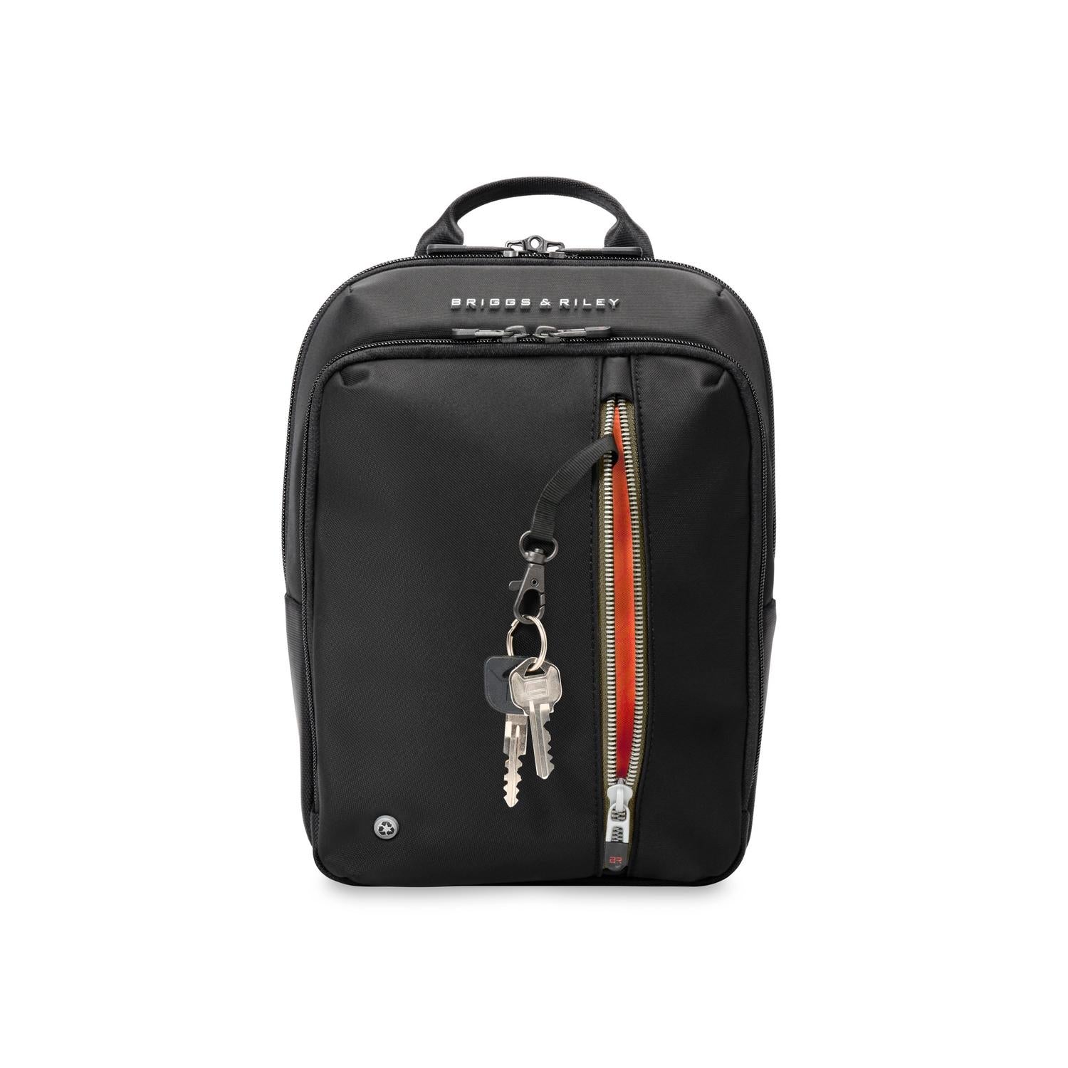 Briggs and Riley HTA Crossbody Bag Black with Front Key Pocket Open