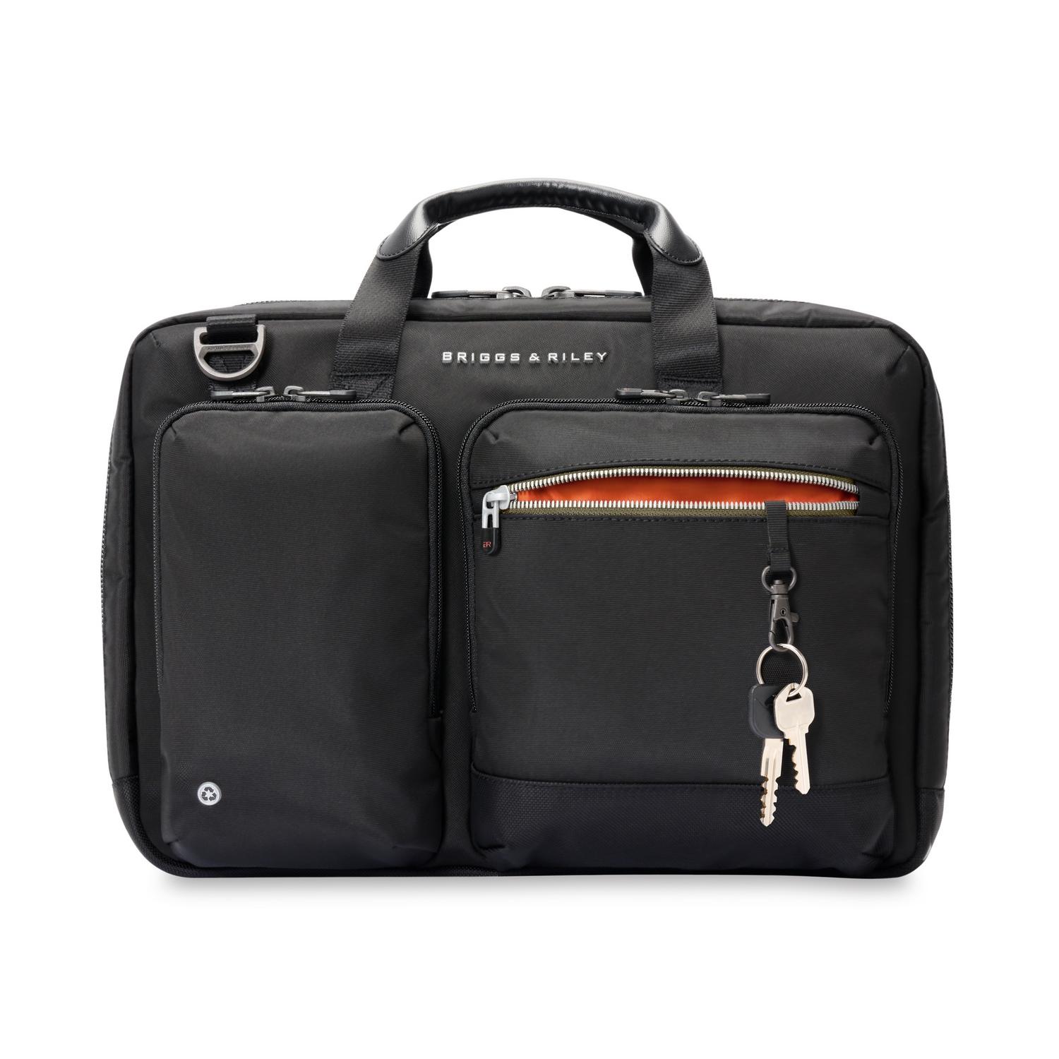 Briggs and Riley HTA Medium Expandable Brief Black Front With Open Key Pocket