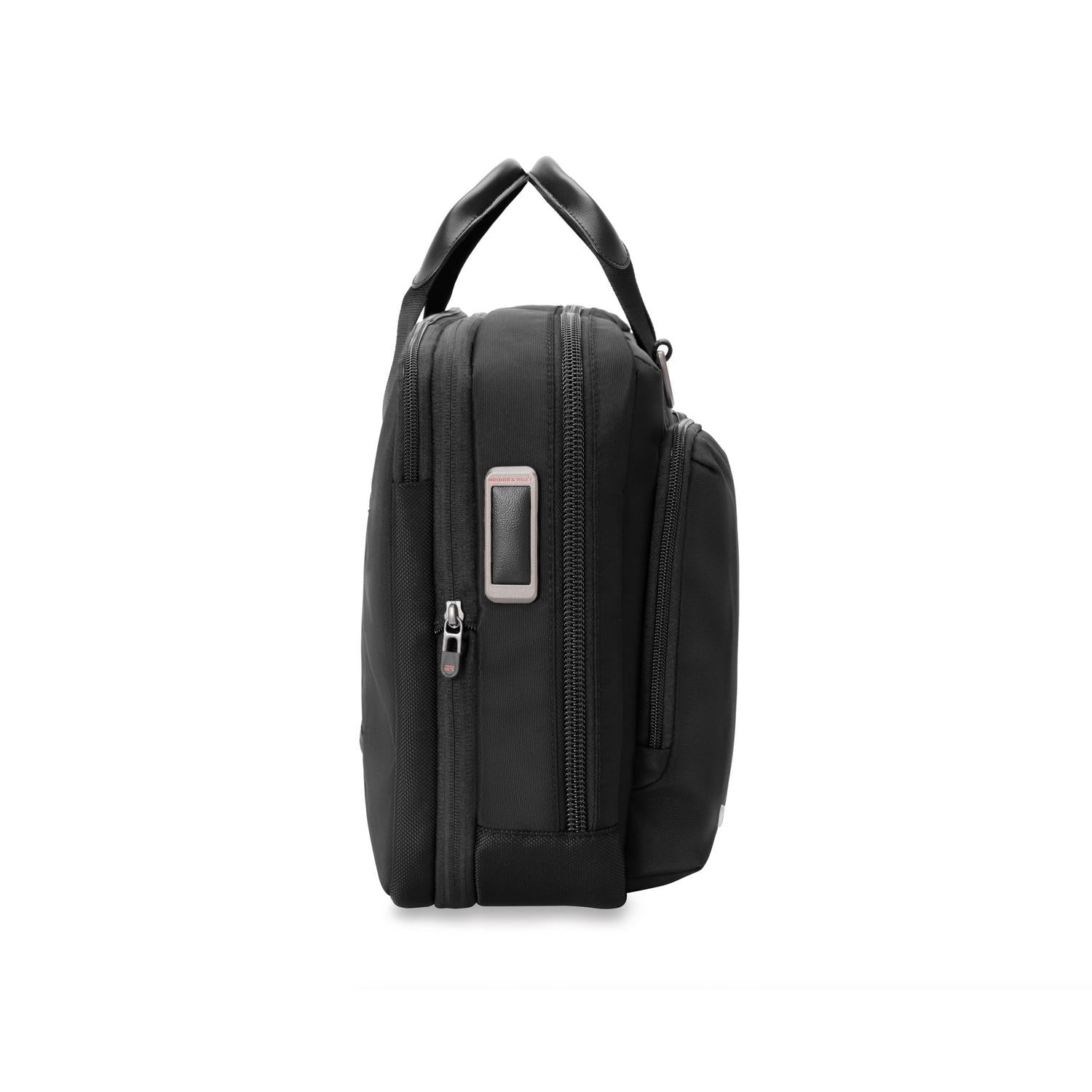 Briggs and Riley HTA Medium Expandable Brief Black Monogram Side View