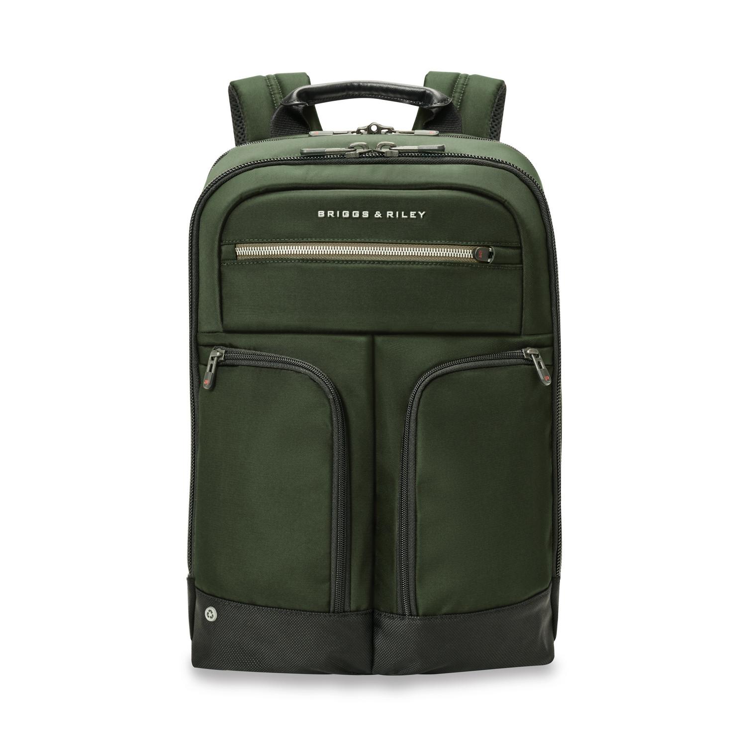 Briggs &amp; Riley Slim Expandable Backpack Forest Front View