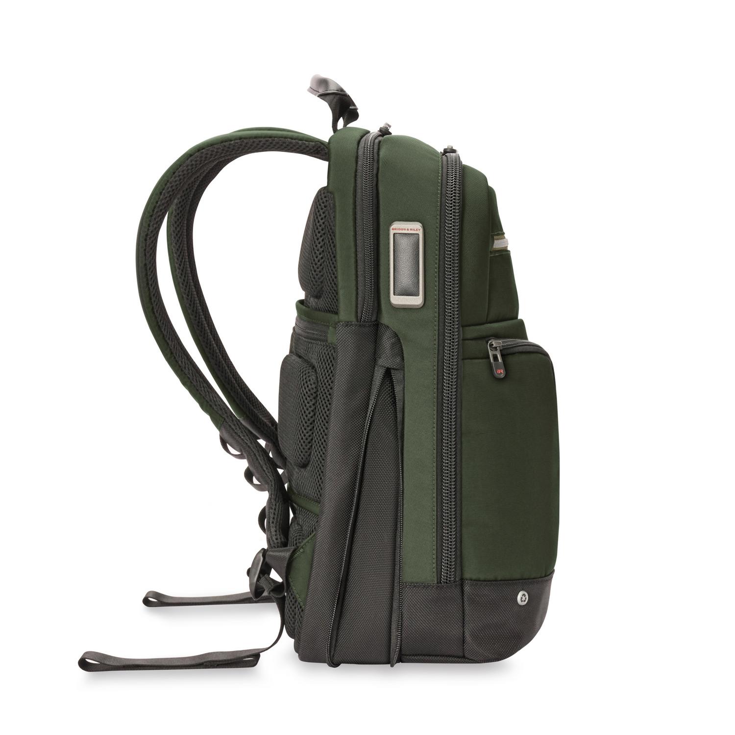 Briggs &amp; Riley Slim Expandable Backpack Forest Expanded Side View