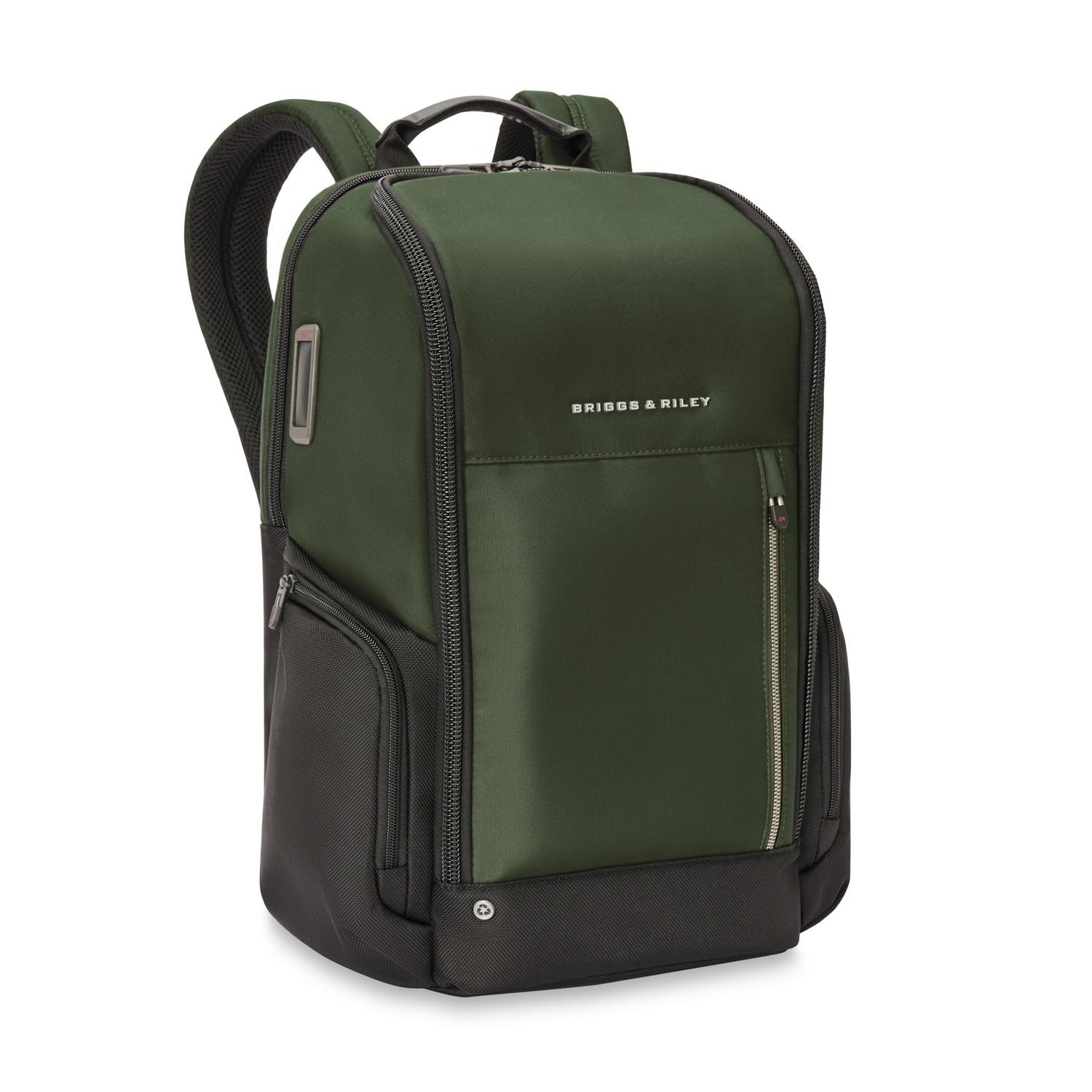 Briggs &amp; Riley Medium Widemouth Backpack Forest Side View