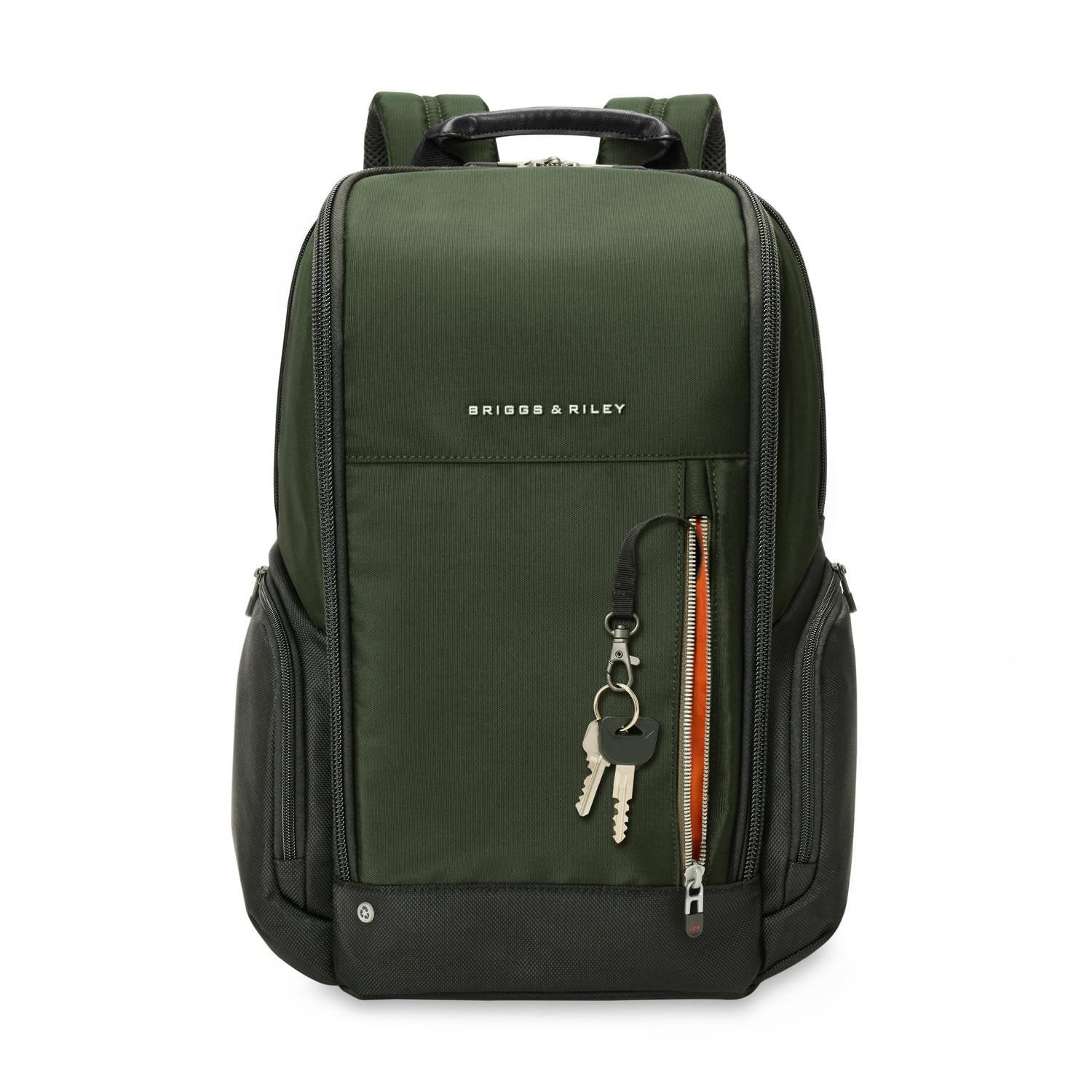 Briggs &amp; Riley Medium Widemouth Backpack Forest Front Pocket View