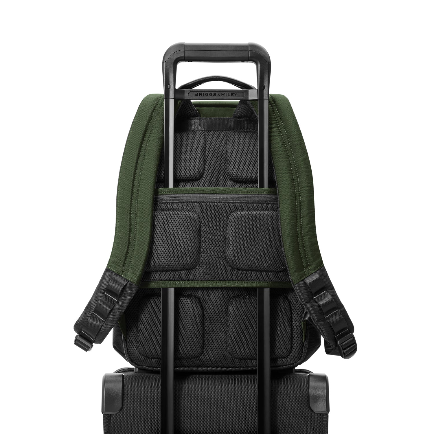 Briggs &amp; Riley Medium Widemouth Backpack Forest Slip Through Back Panel