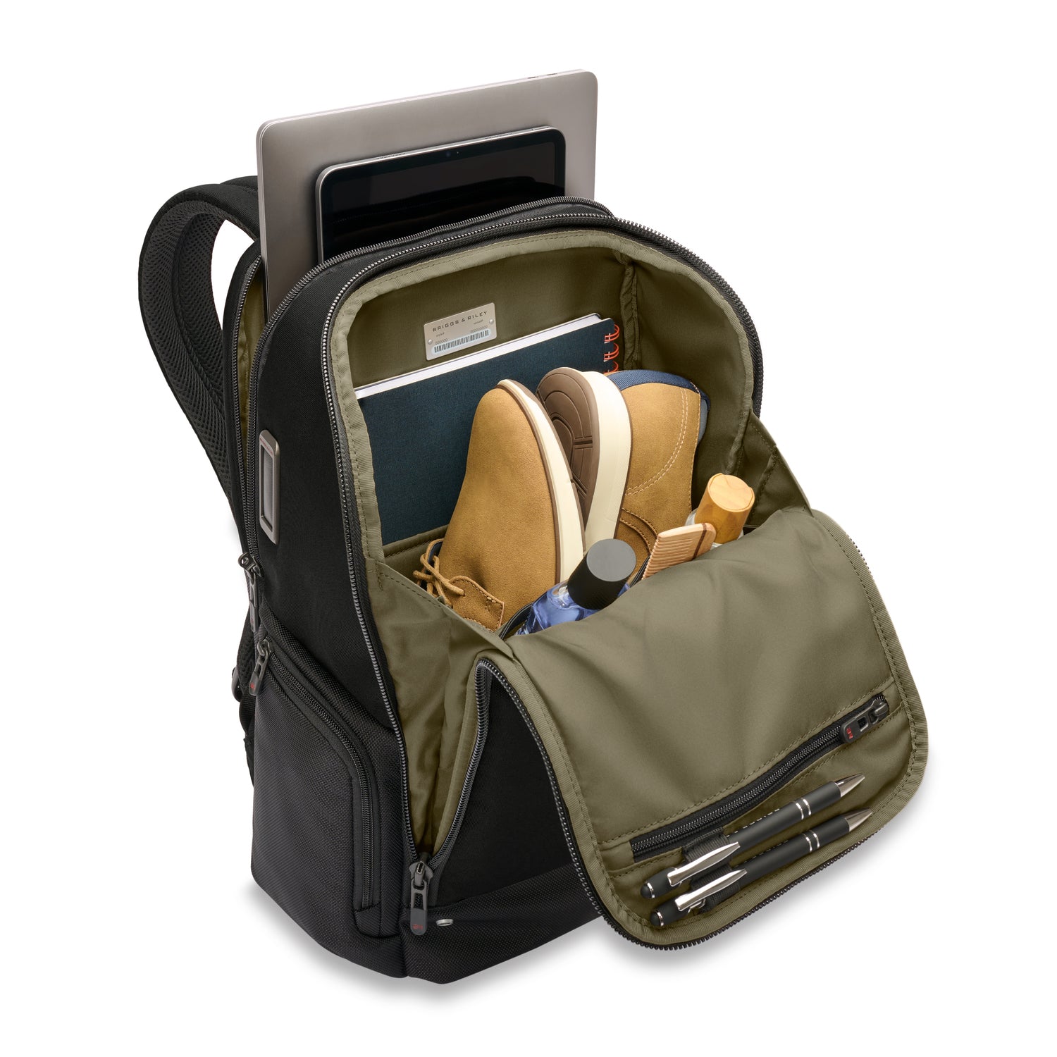 Briggs &amp; Riley Medium Widemouth Backpack Black Open Front View