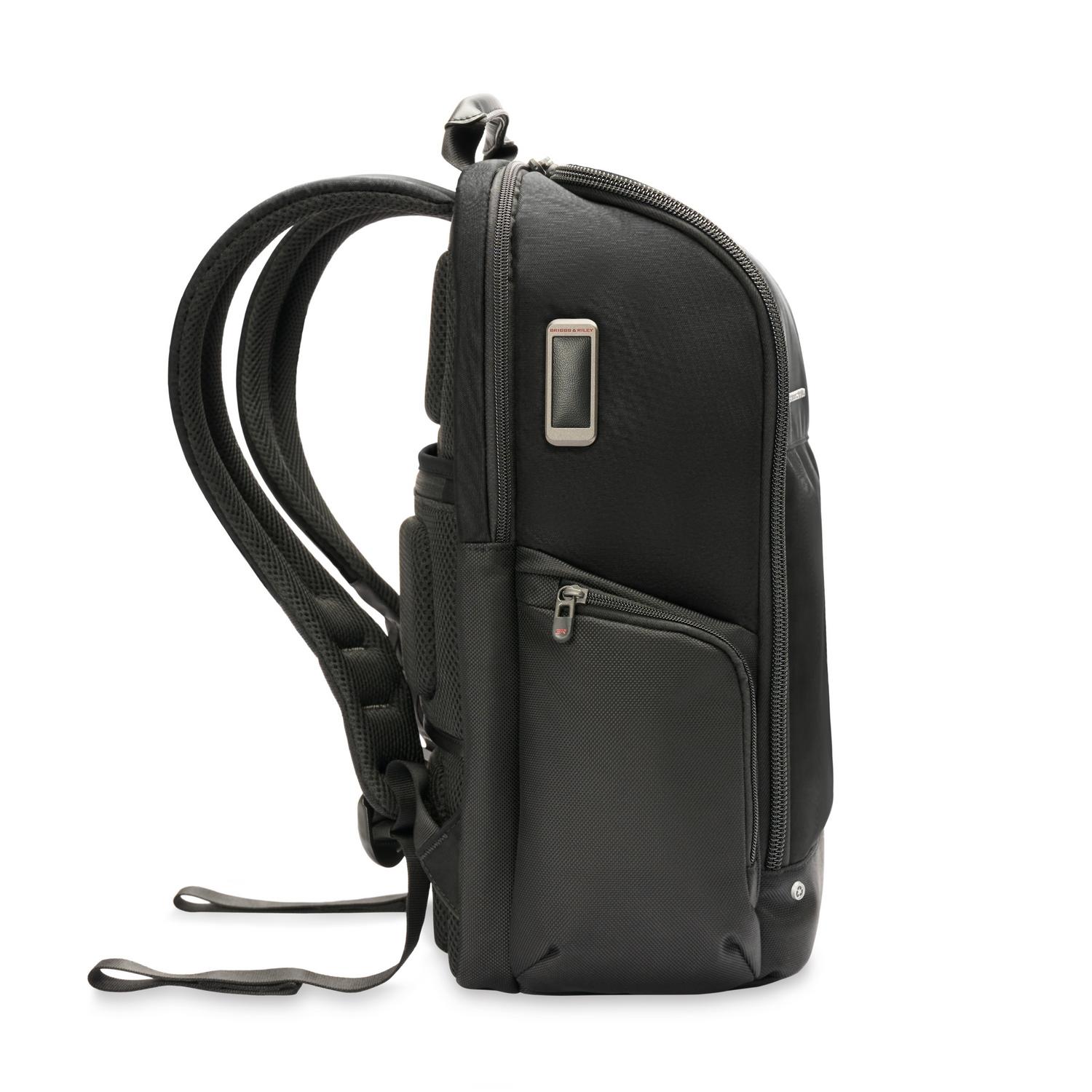 Briggs &amp; Riley Medium Widemouth Backpack Black Monogram Side View