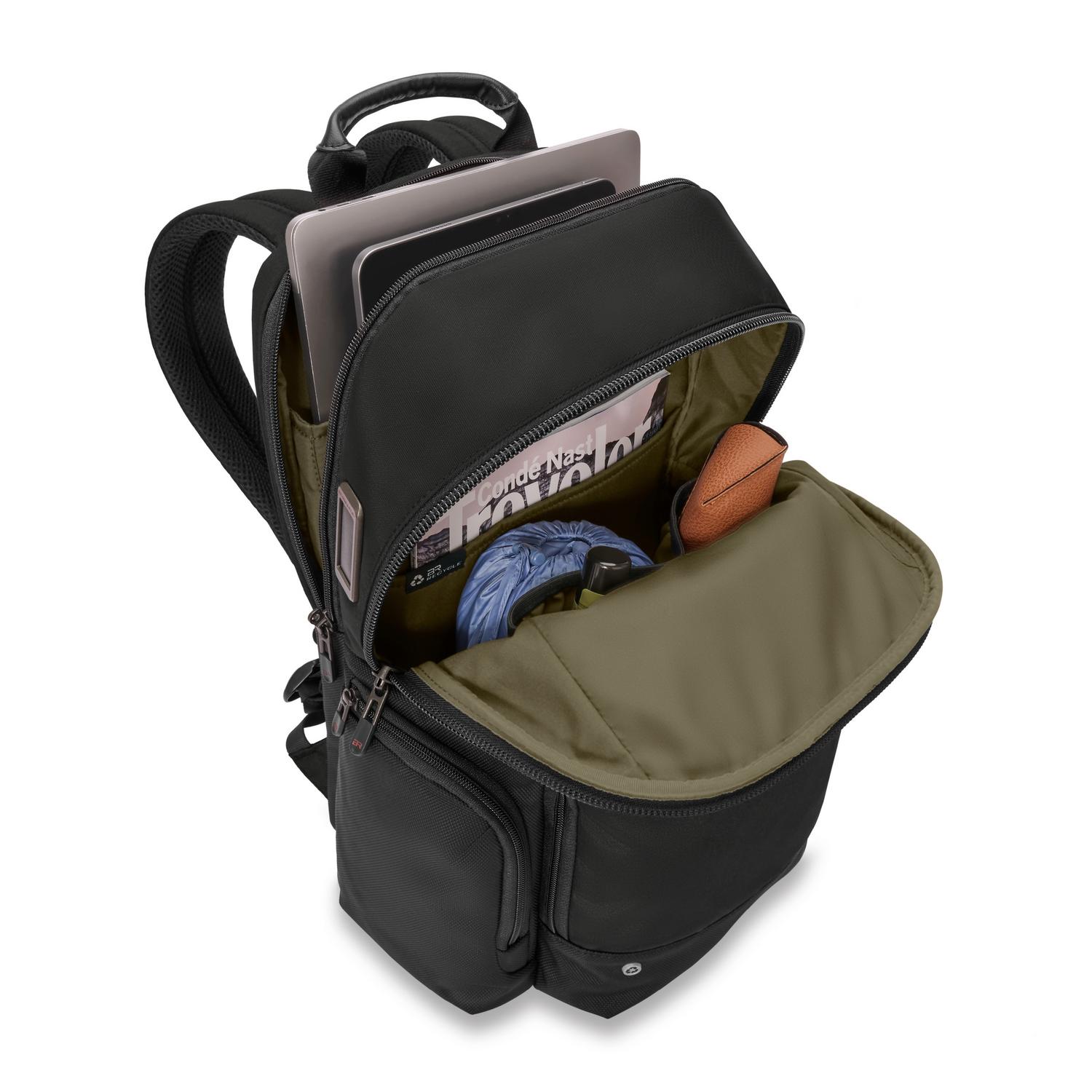 Briggs &amp; Riley Medium Cargo Backpack Black Open Side View