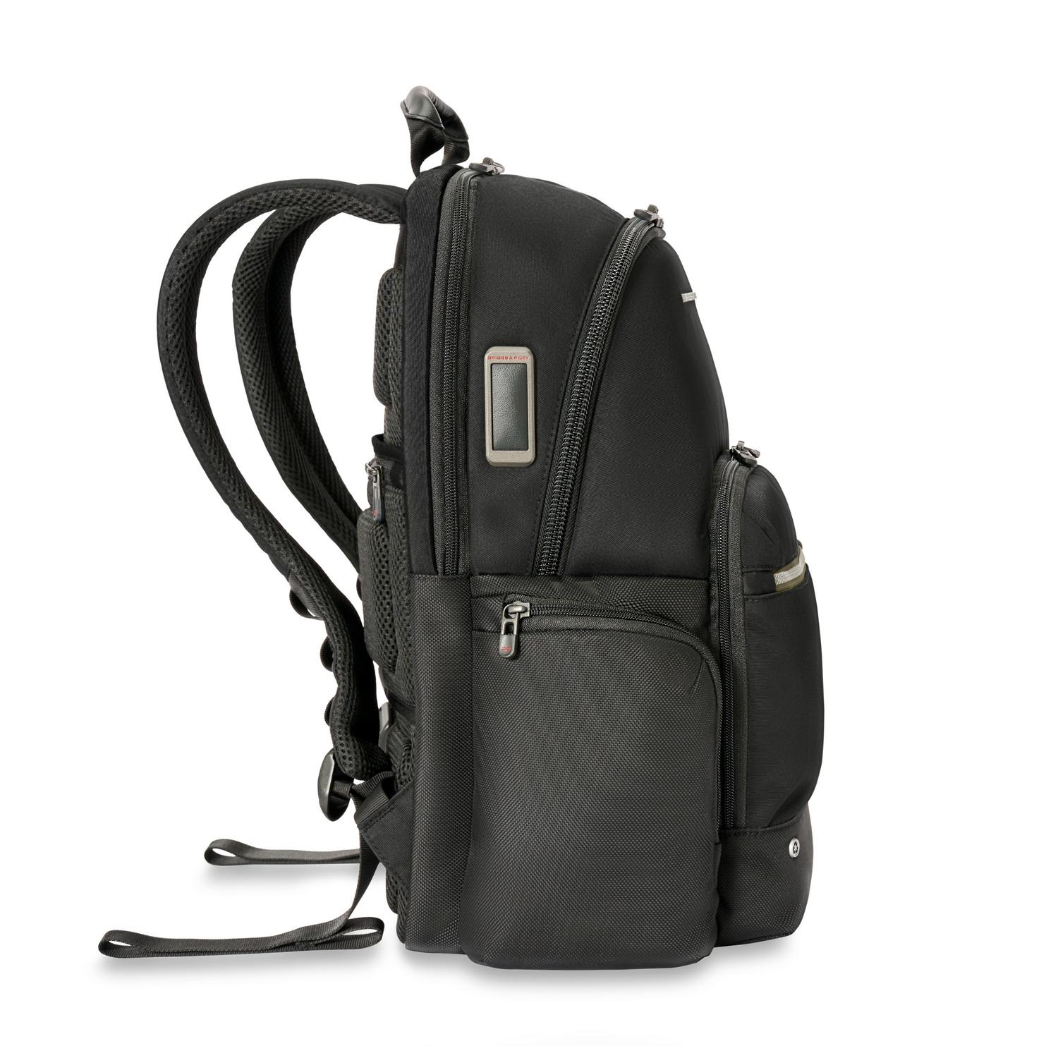 Briggs &amp; Riley Medium Cargo Backpack Black Monogram Side View