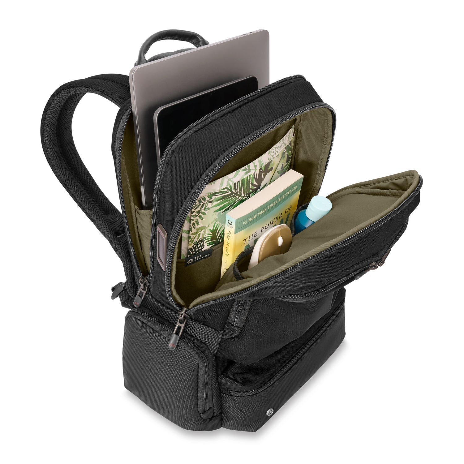 Briggs &amp; Riley Large Cargo Backpack Black Open Side View