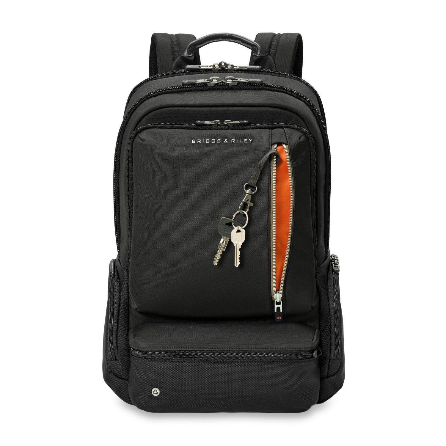 Briggs &amp; Riley Large Cargo Backpack Black Front Pocket View