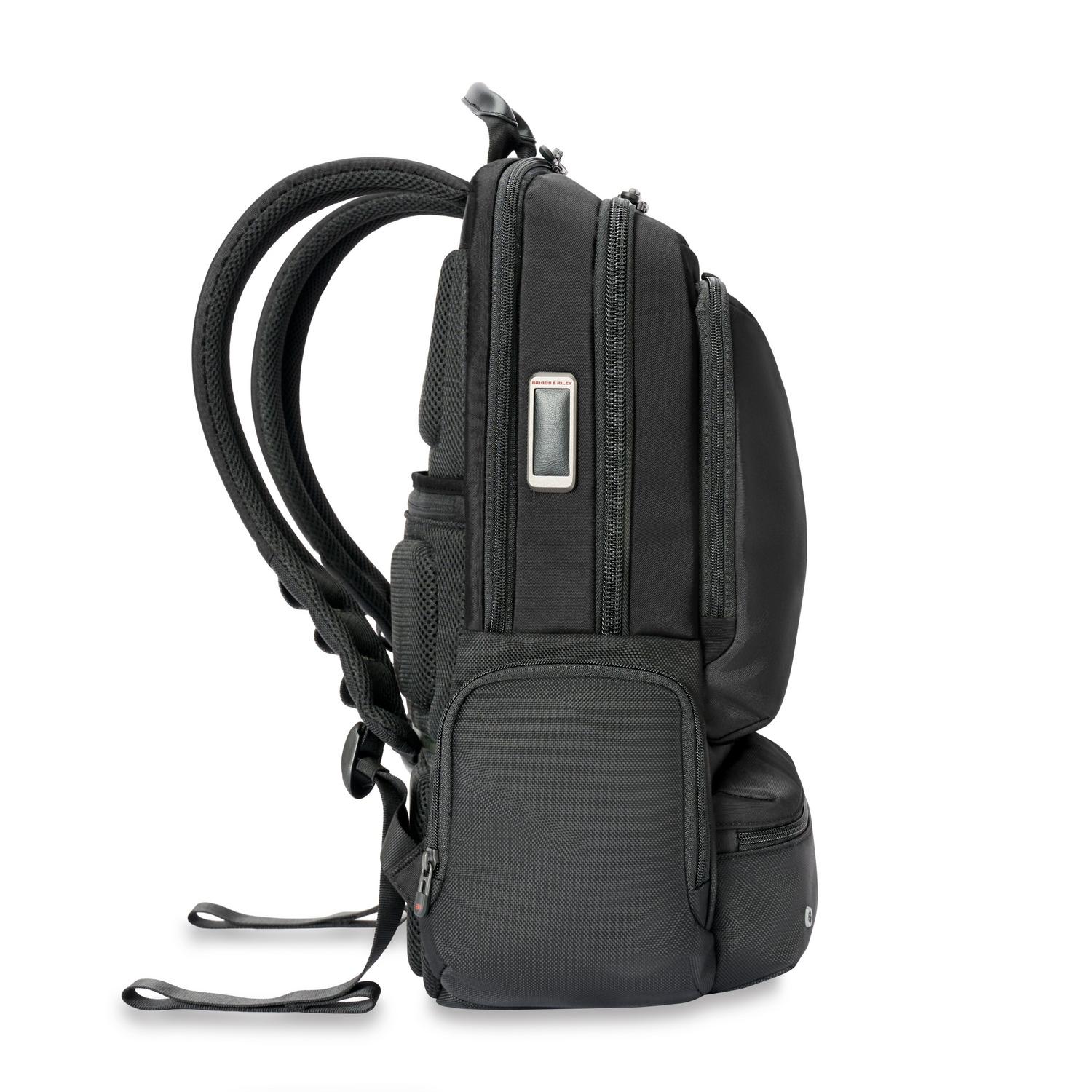 Briggs &amp; Riley Large Cargo Backpack Black Monogram Side View