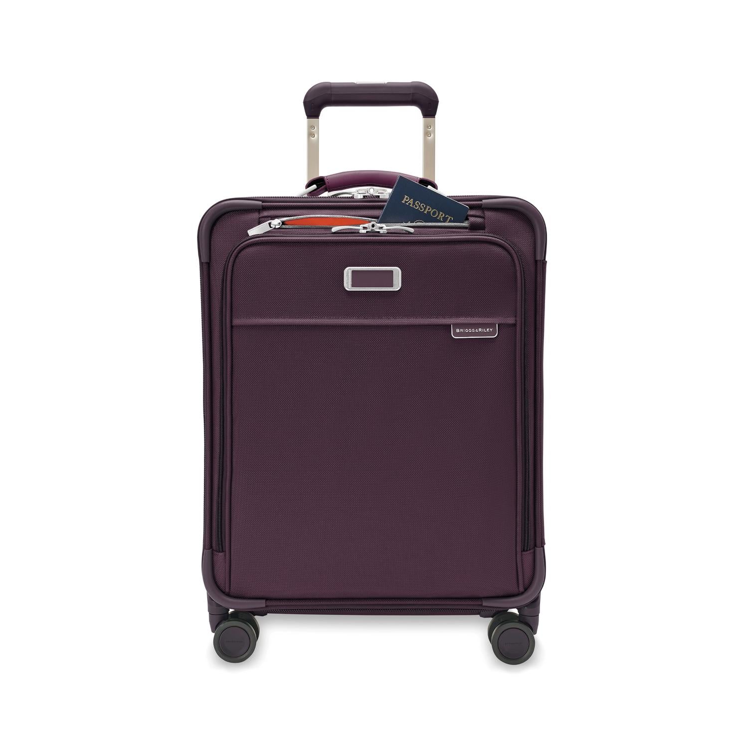 Baseline Carry-On Expandable Spinner Plum Front Pocket