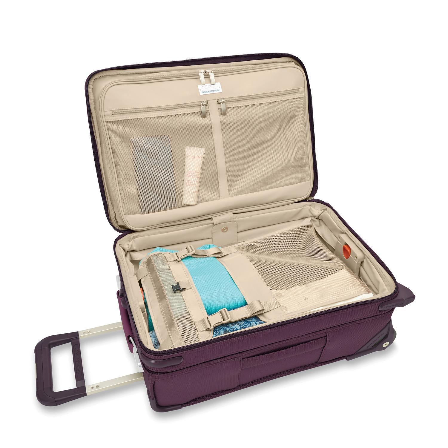 Baseline Essential 22" 2-Wheel Expandable Carry-On Plum Open Packed