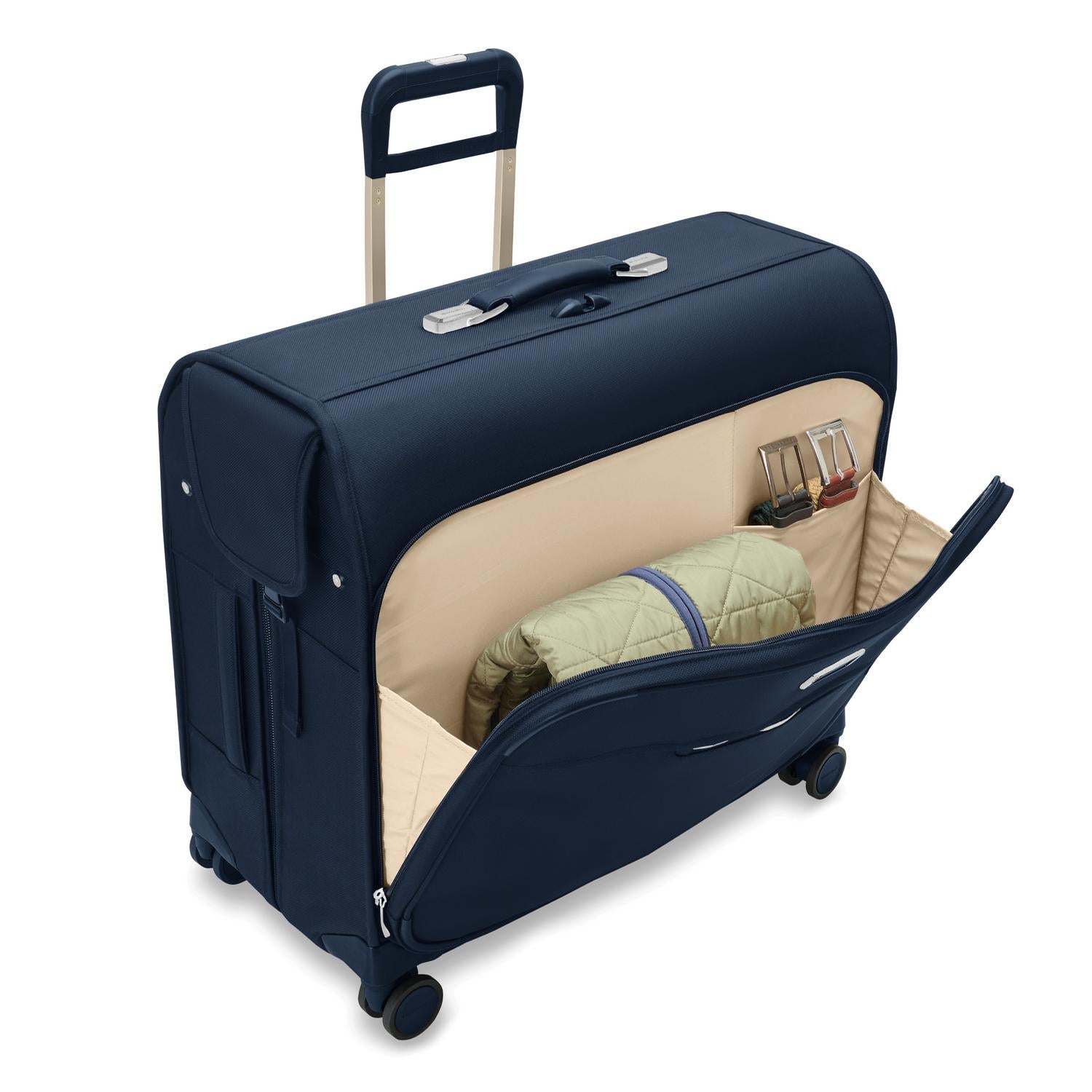 Briggs and Riley Deluxe Wardrobe Spinner Navy Side View