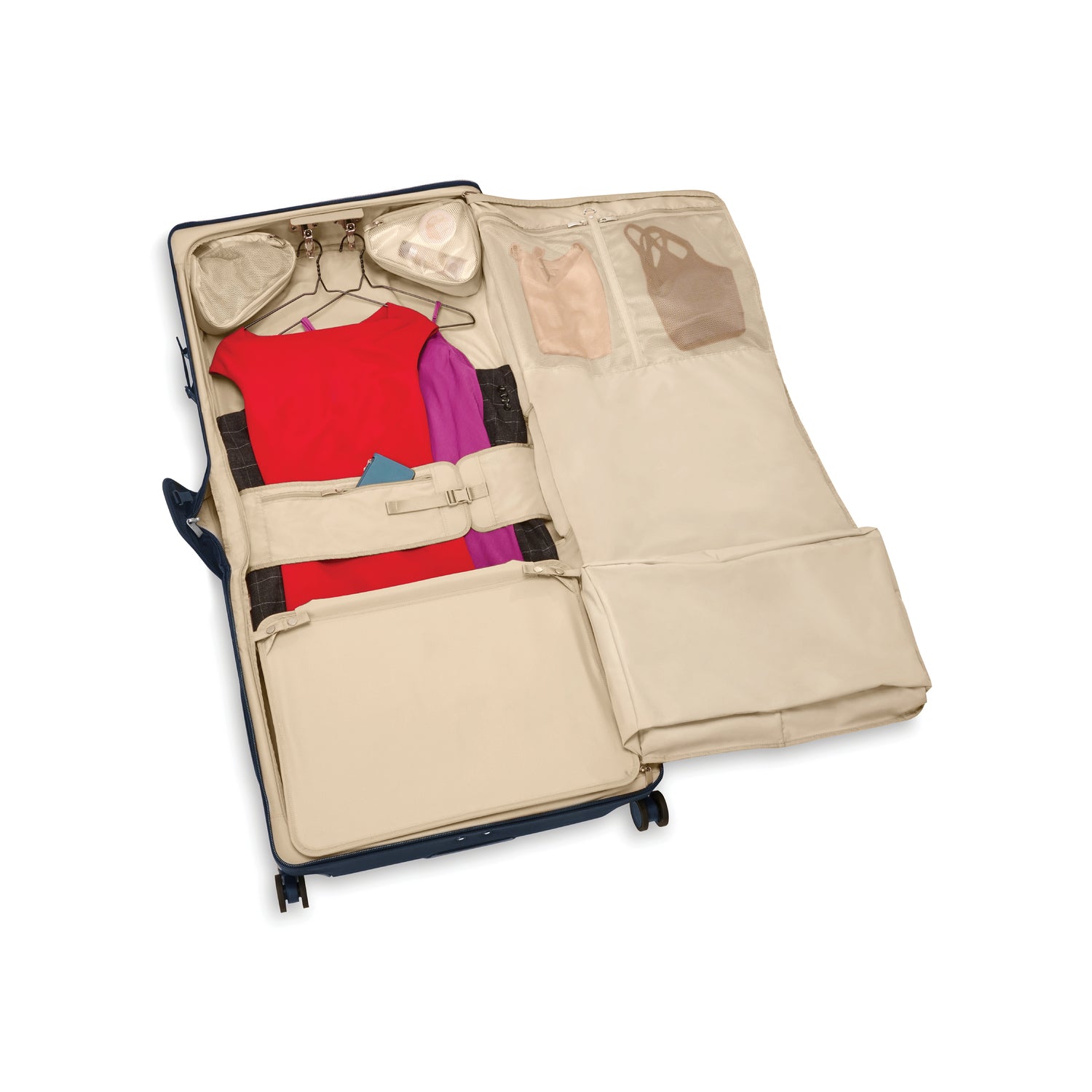 Briggs and Riley Deluxe Wardrobe Spinner Navy Interior