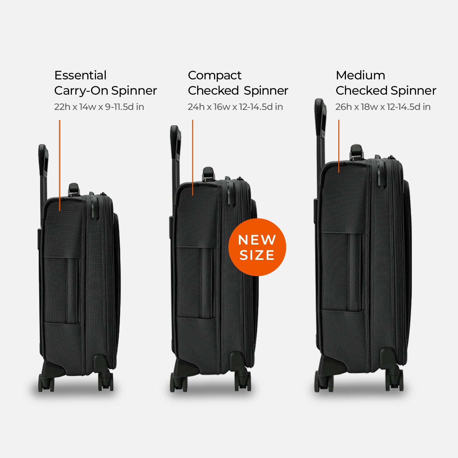 Three black suitcases labeled &