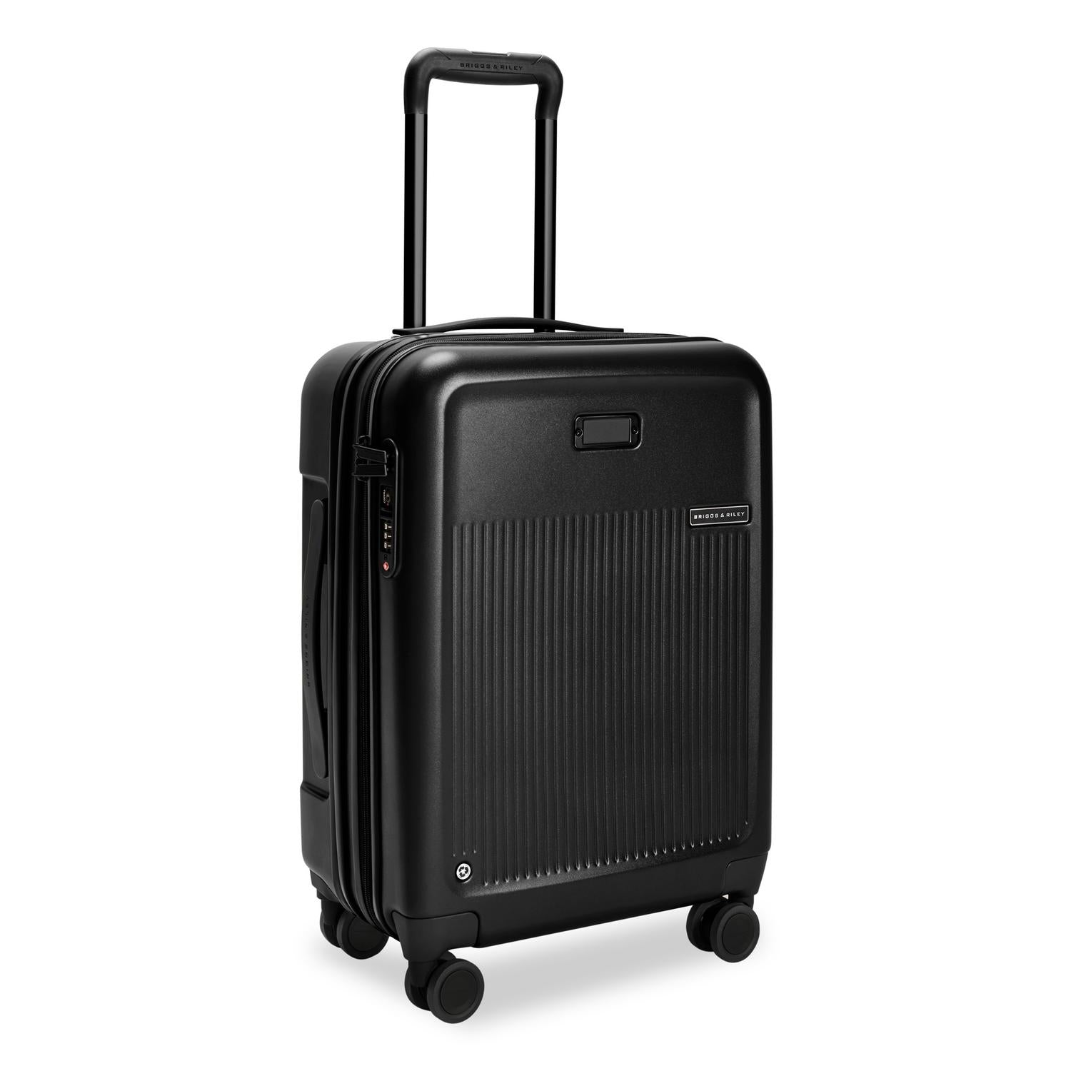 Global Carry-On Expandable Spinner in Black, Angle View