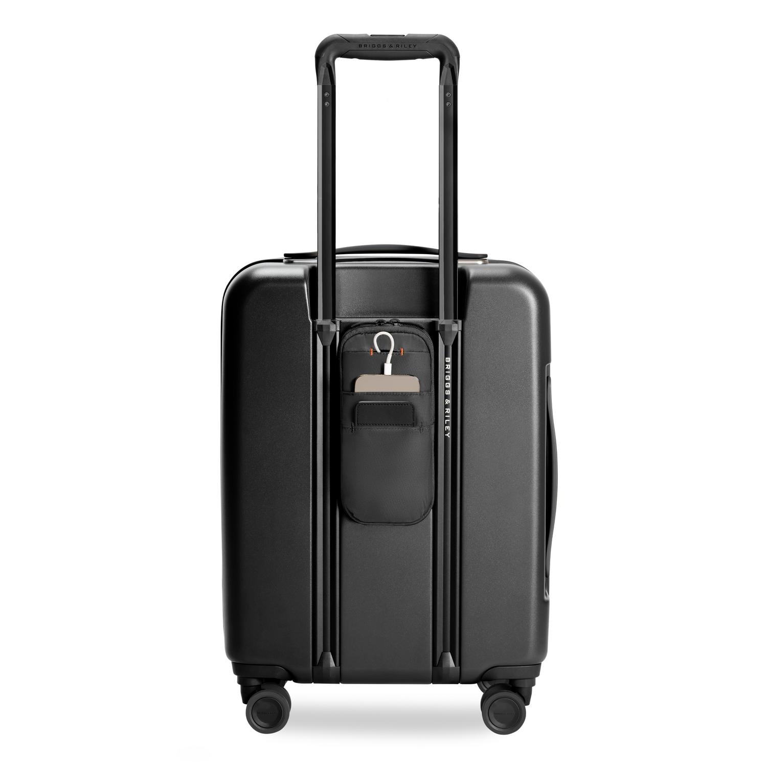 Global Carry-On Expandable Spinner in Black, Back View