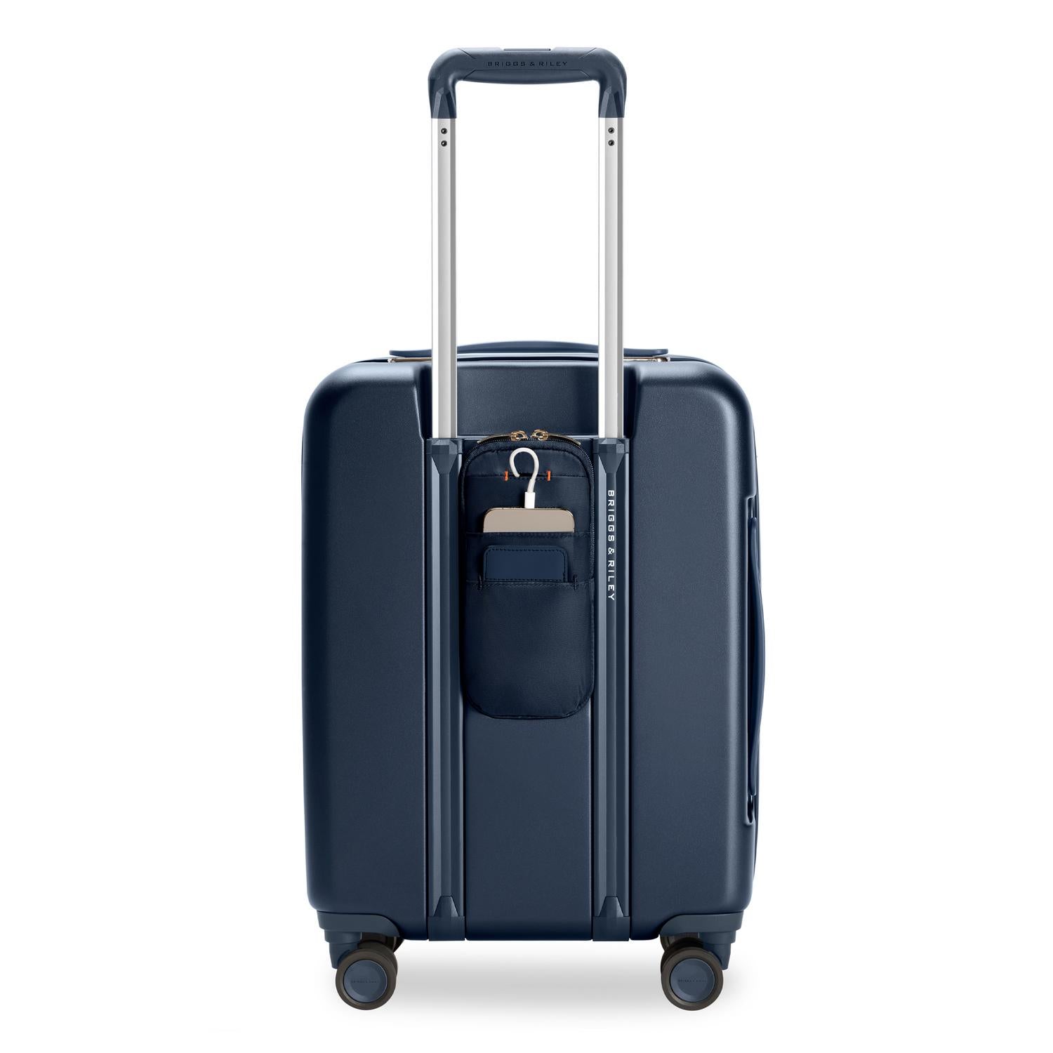 Global Carry-On Expandable Spinner in Navy, Back View
