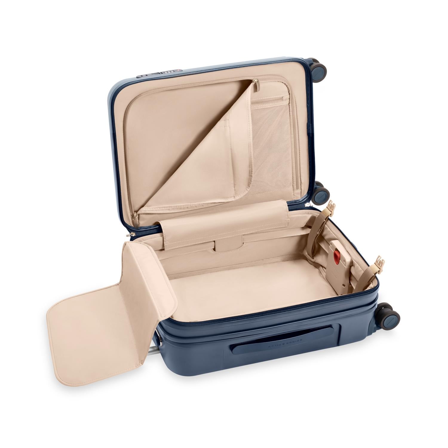 Global Carry-On Expandable Spinner in Navy, Interior View
