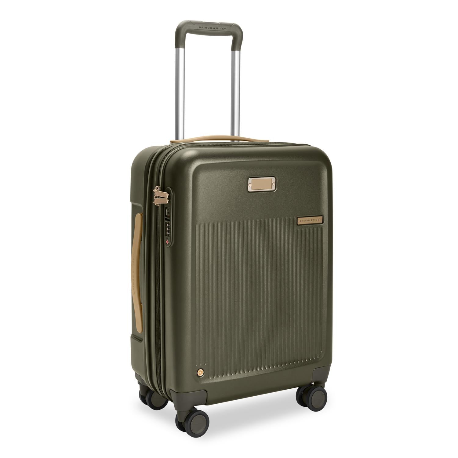 Global Carry-On Expandable Spinner in Olive, Angle View