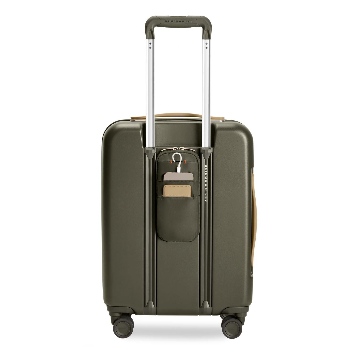 Global Carry-On Expandable Spinner in Olive, Back View