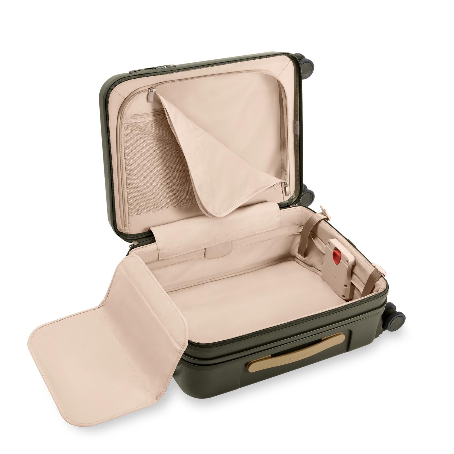 Global Carry-On Expandable Spinner in Olive, Interior View