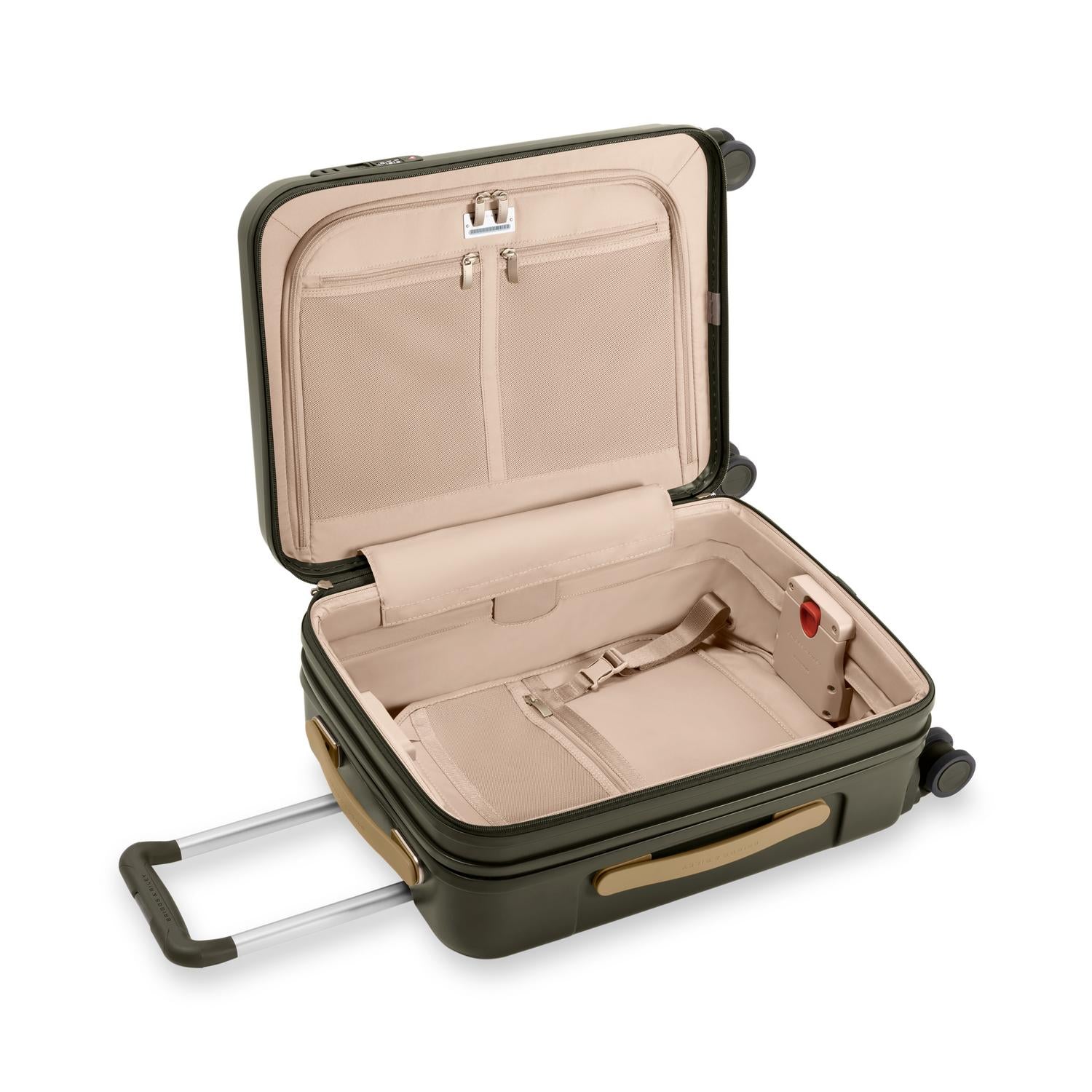 Global Carry-On Expandable Spinner in Olive, Interior View