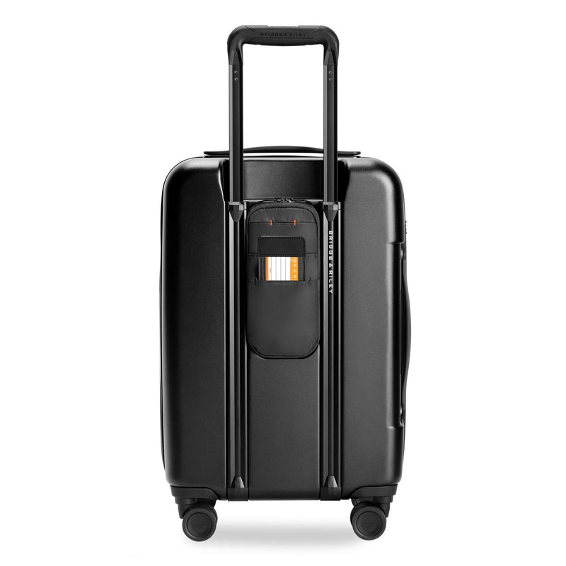Essential Carry-On Expandable Spinner in Black, Back View  #color_black