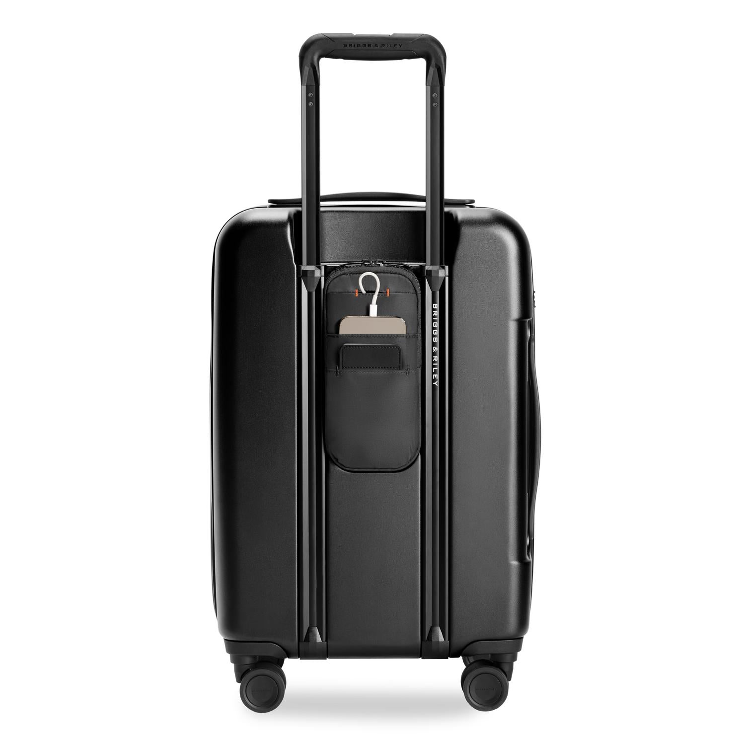 Essential Carry-On Expandable Spinner in Black, Back View