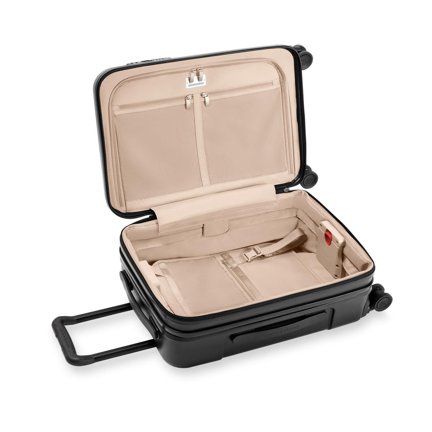 Essential Carry-On Expandable Spinner in Black, Interior Flap View