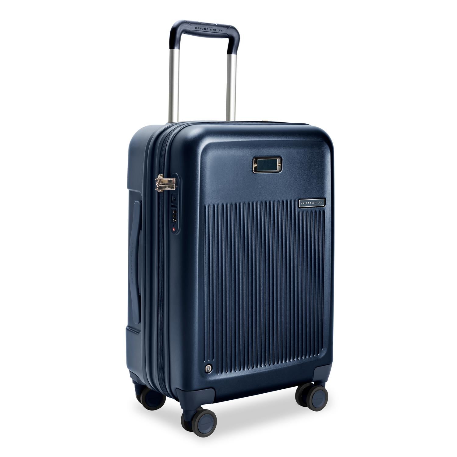 Essential Carry-On Expandable Spinner in Navy, Angle View