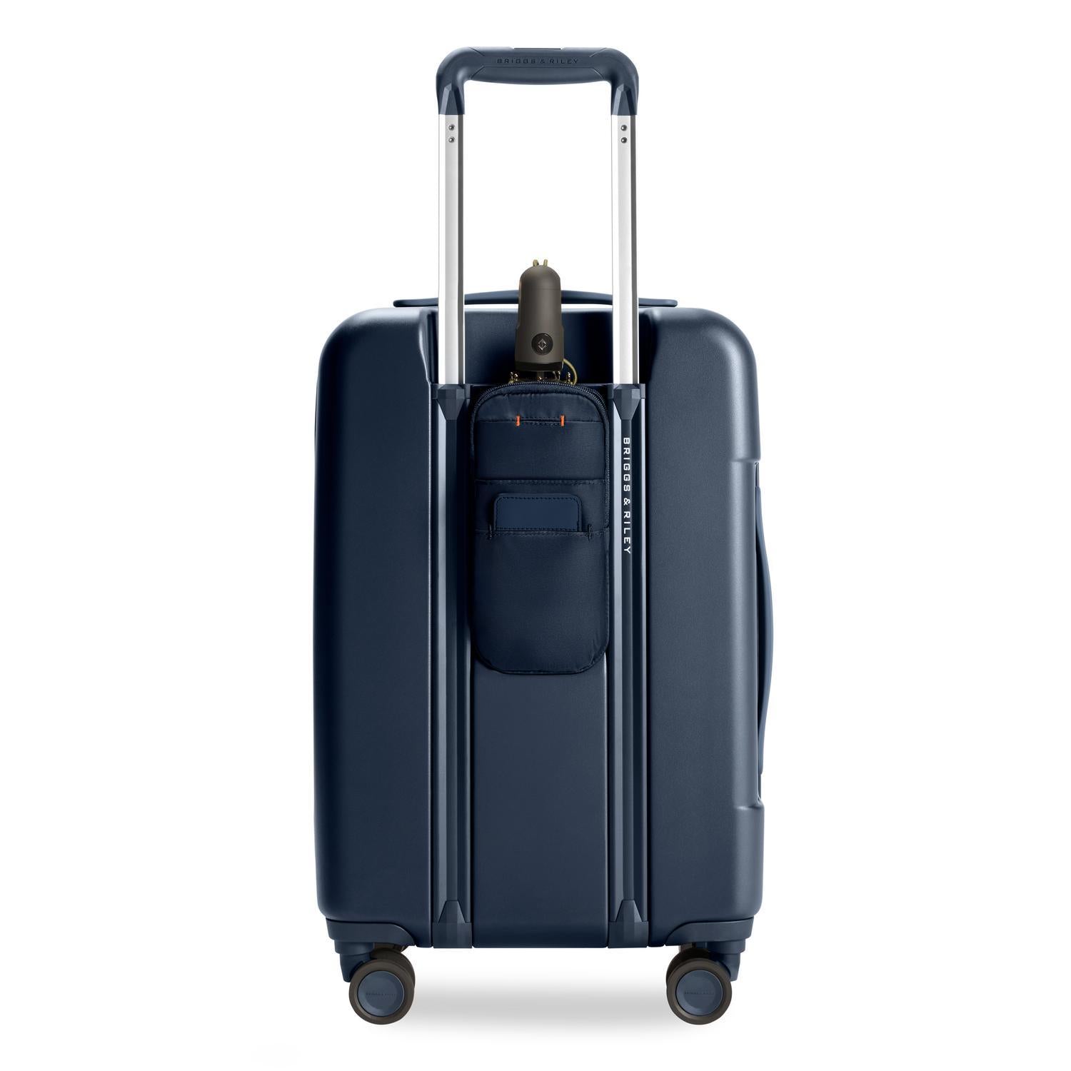 Essential Front Pocket Carry-On Expandable Spinner in Navy, Front View
