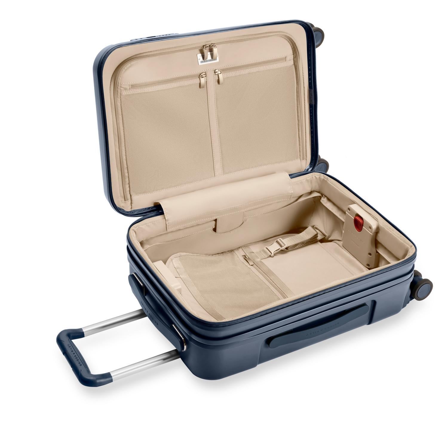 Essential Front Pocket Carry-On Expandable Spinner in Navy, Front View