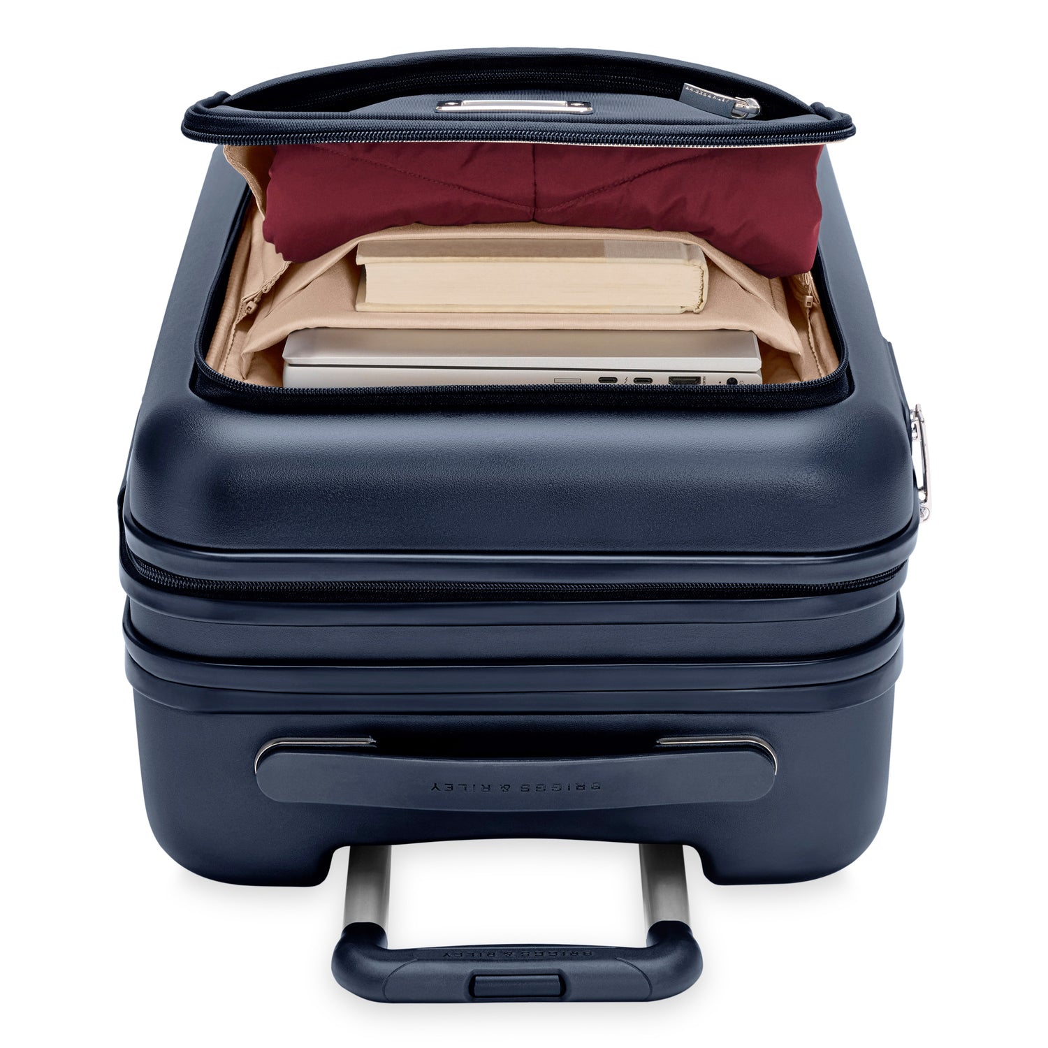 Essential Front Pocket Carry-On Expandable Spinner in Navy, Front View