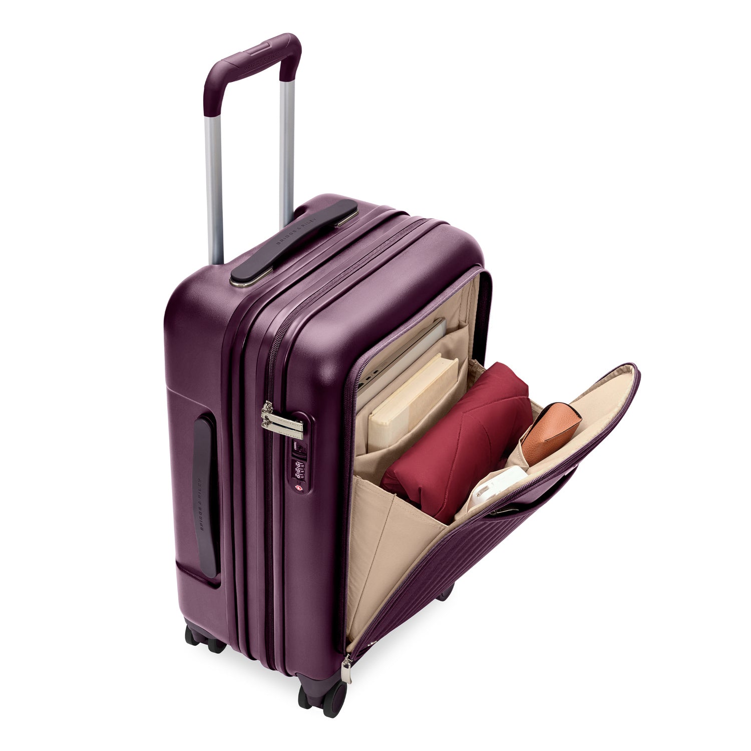 Essential Front Pocket Carry-On Expandable Spinner in Plum