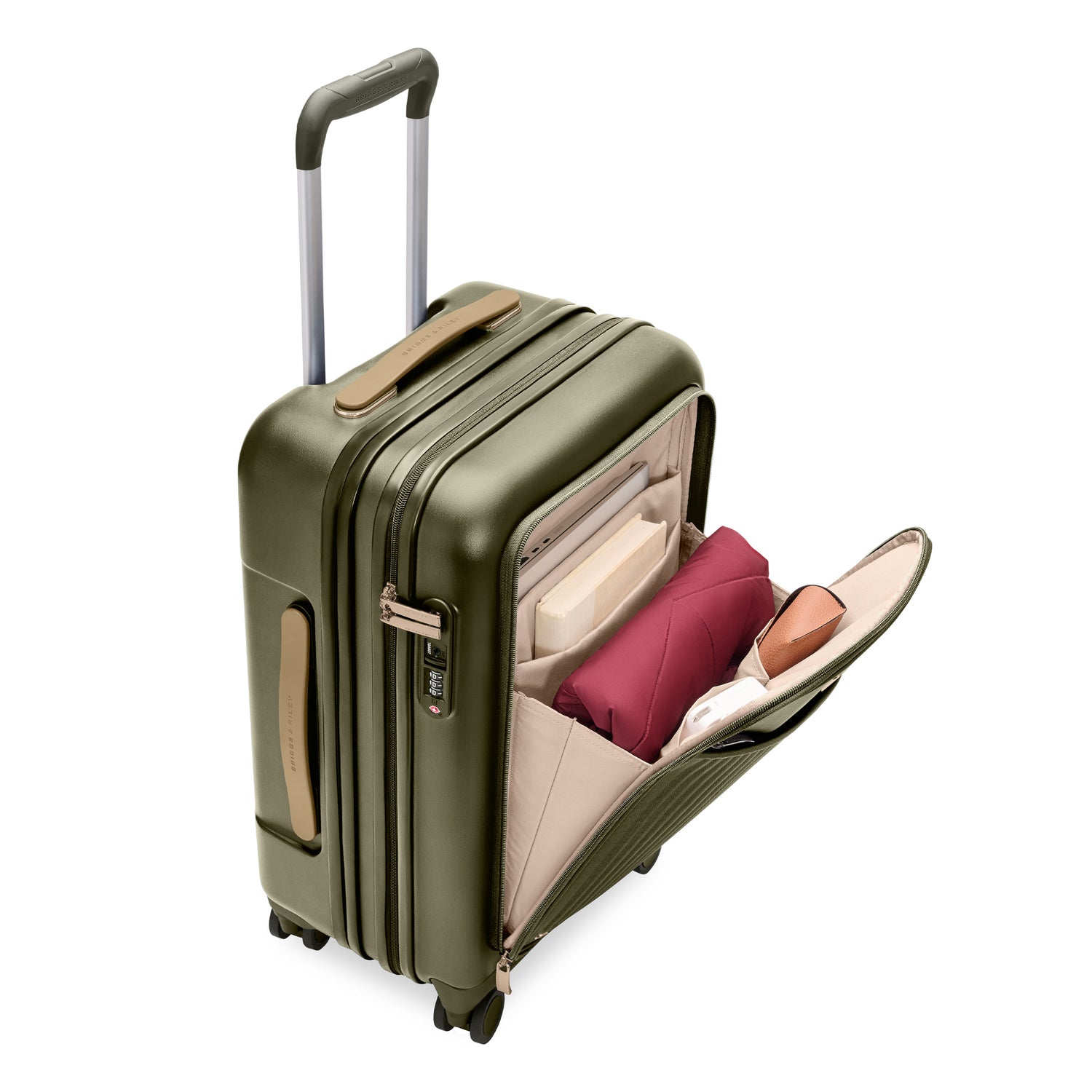 Essential Front Pocket Carry-On Expandable Spinner in Olive