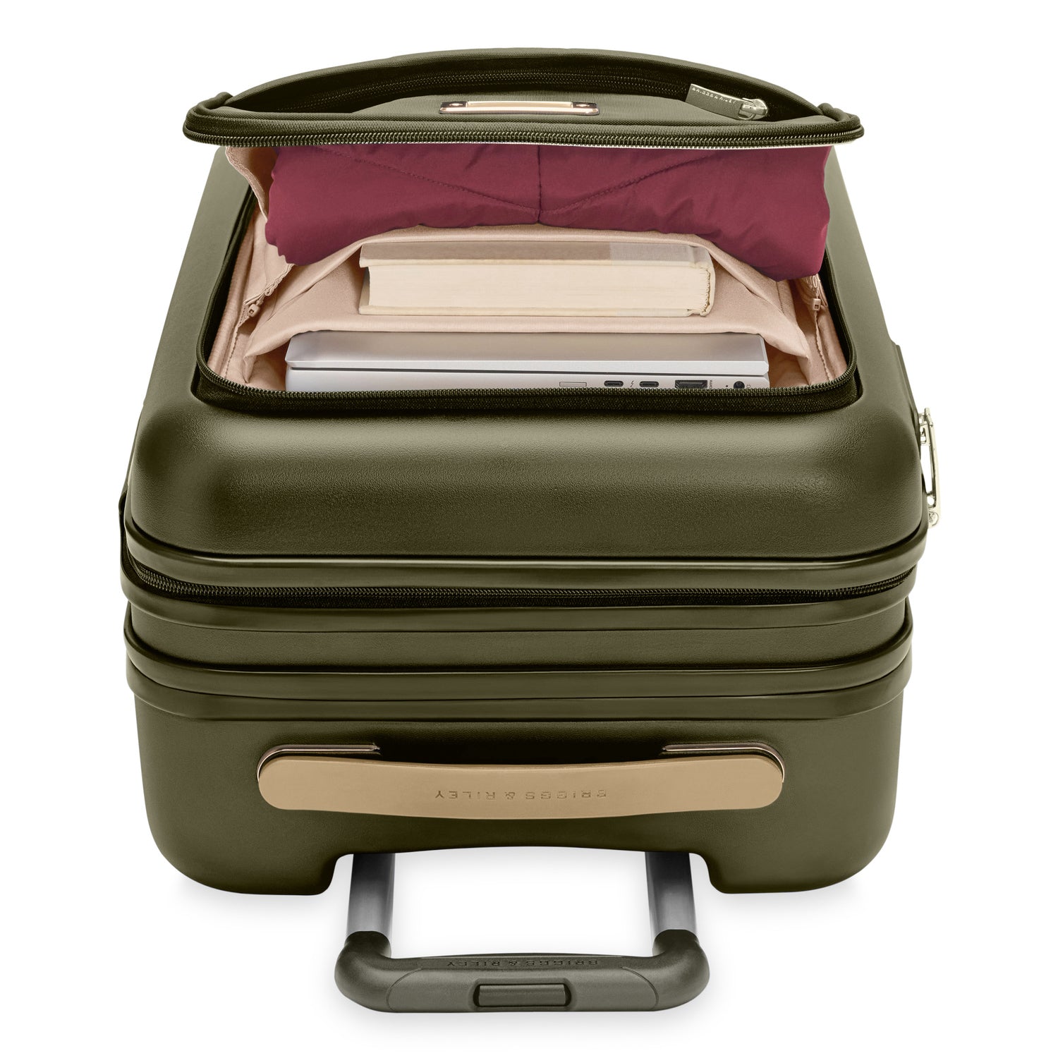 Essential Front Pocket Carry-On Expandable Spinner in Olive