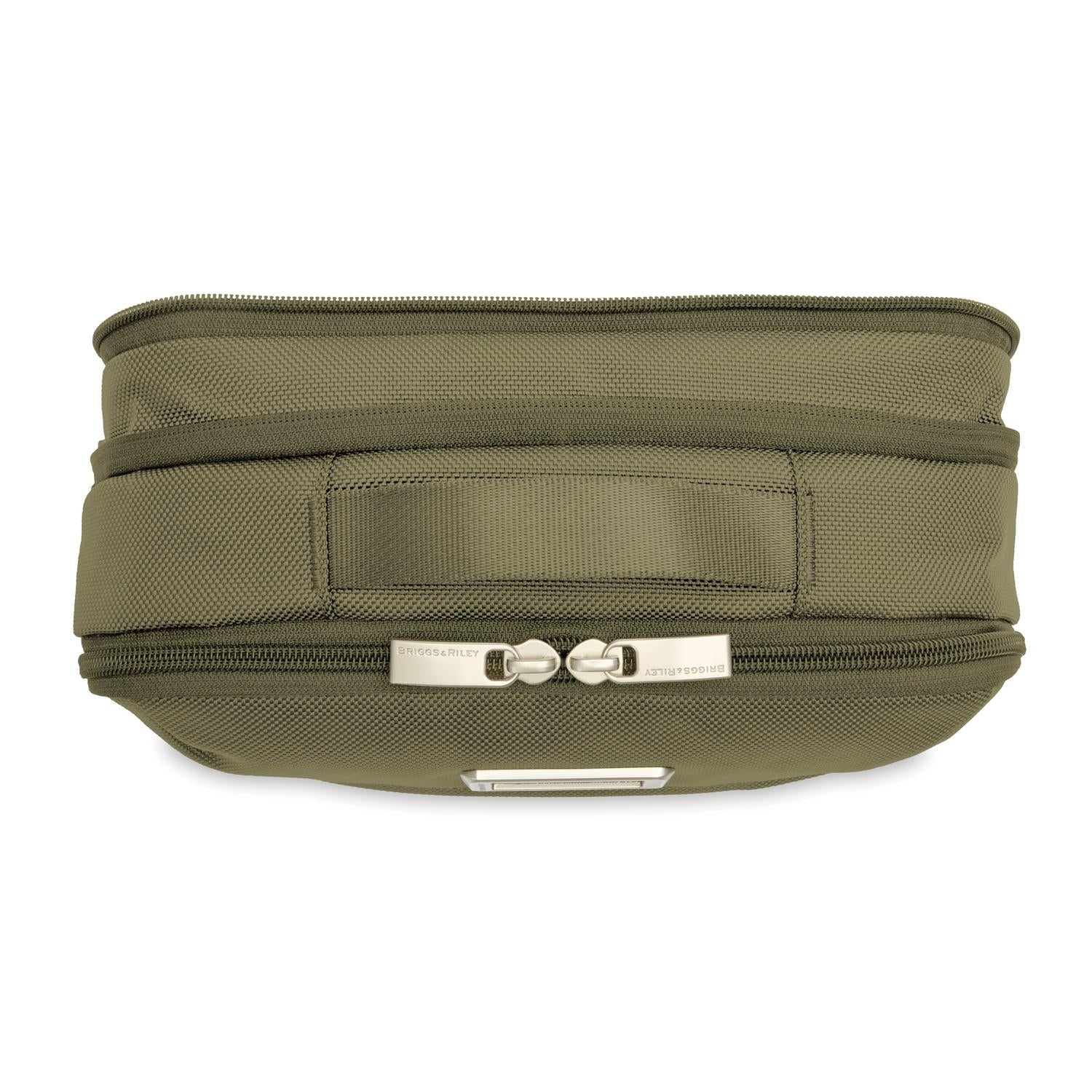 Briggs and Riley Expandable Essentials Kit Olive Top View Zipper