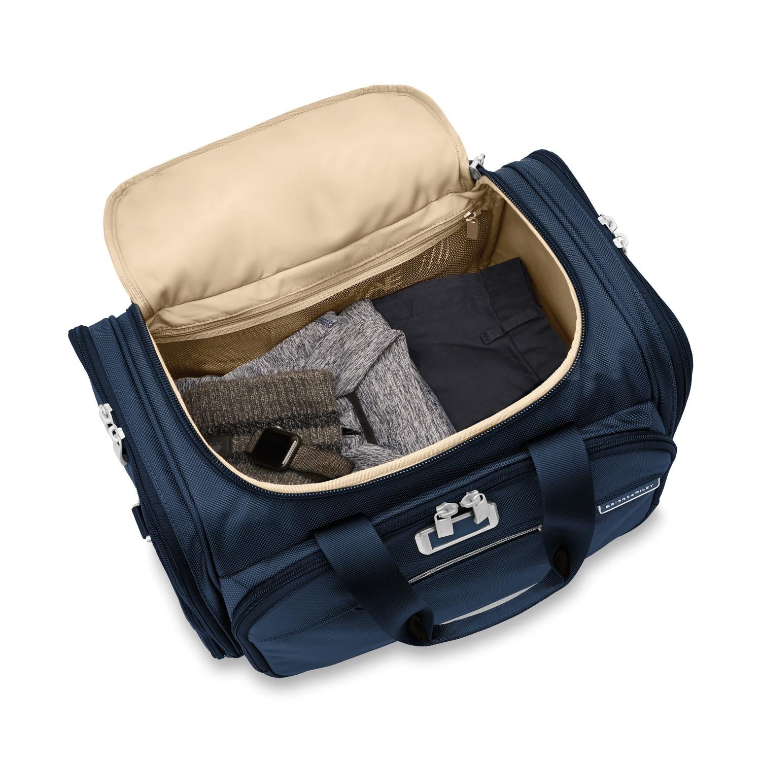 Briggs and Riley Underseat Duffle Navy Open View