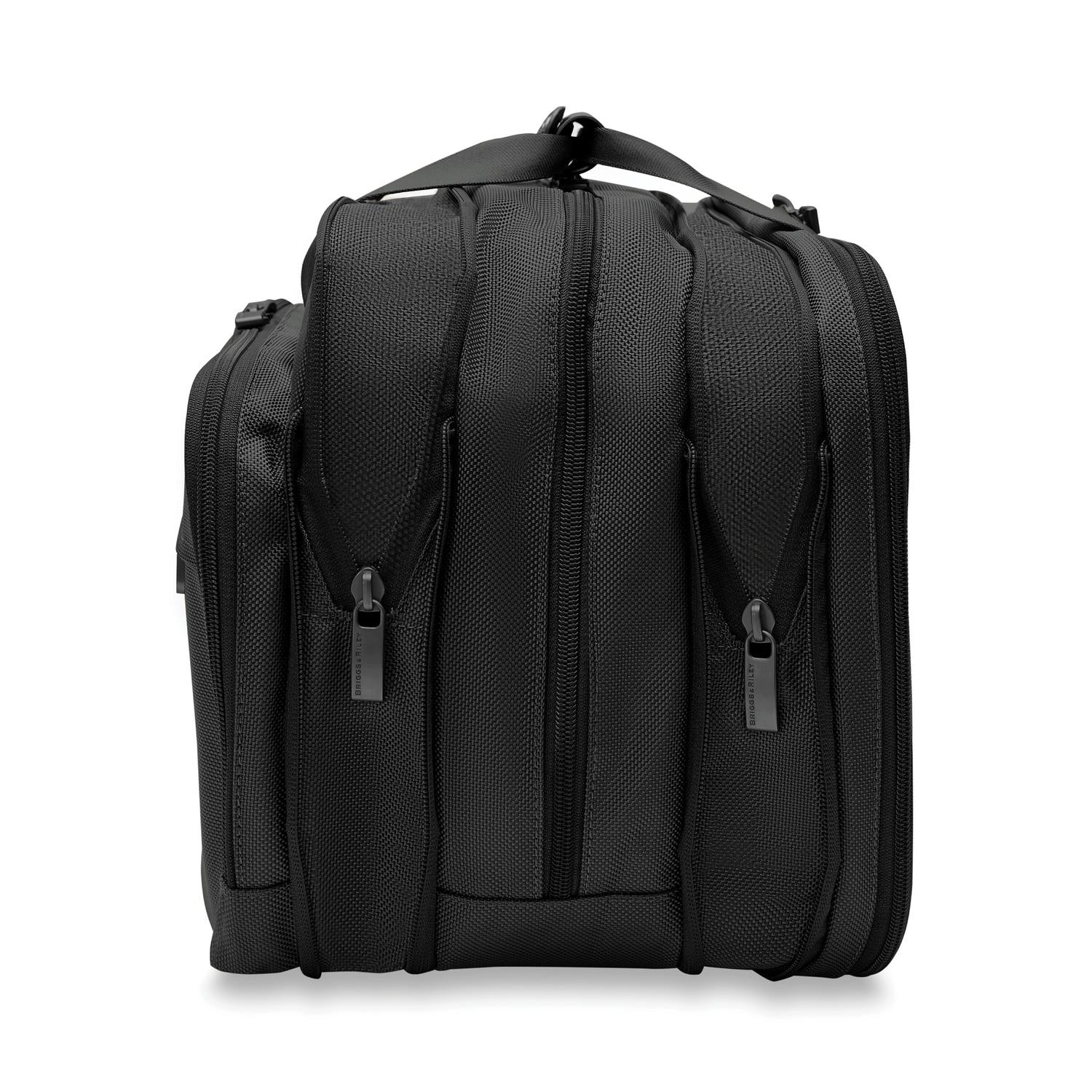 Briggs and Riley Expandable Cabin Bag Black Side View Expanded