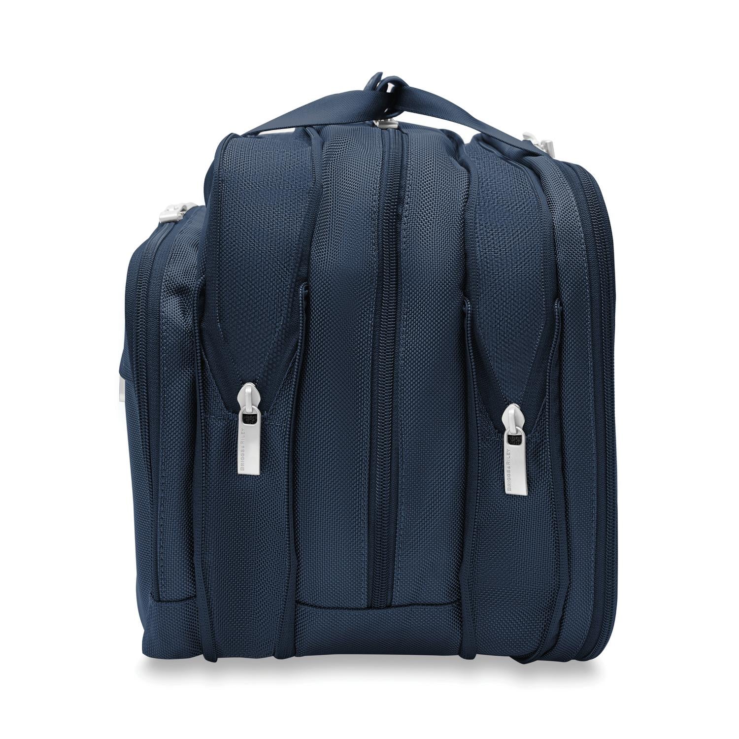 Briggs and Riley Expandable Cabin Bag Navy Side View Expanded