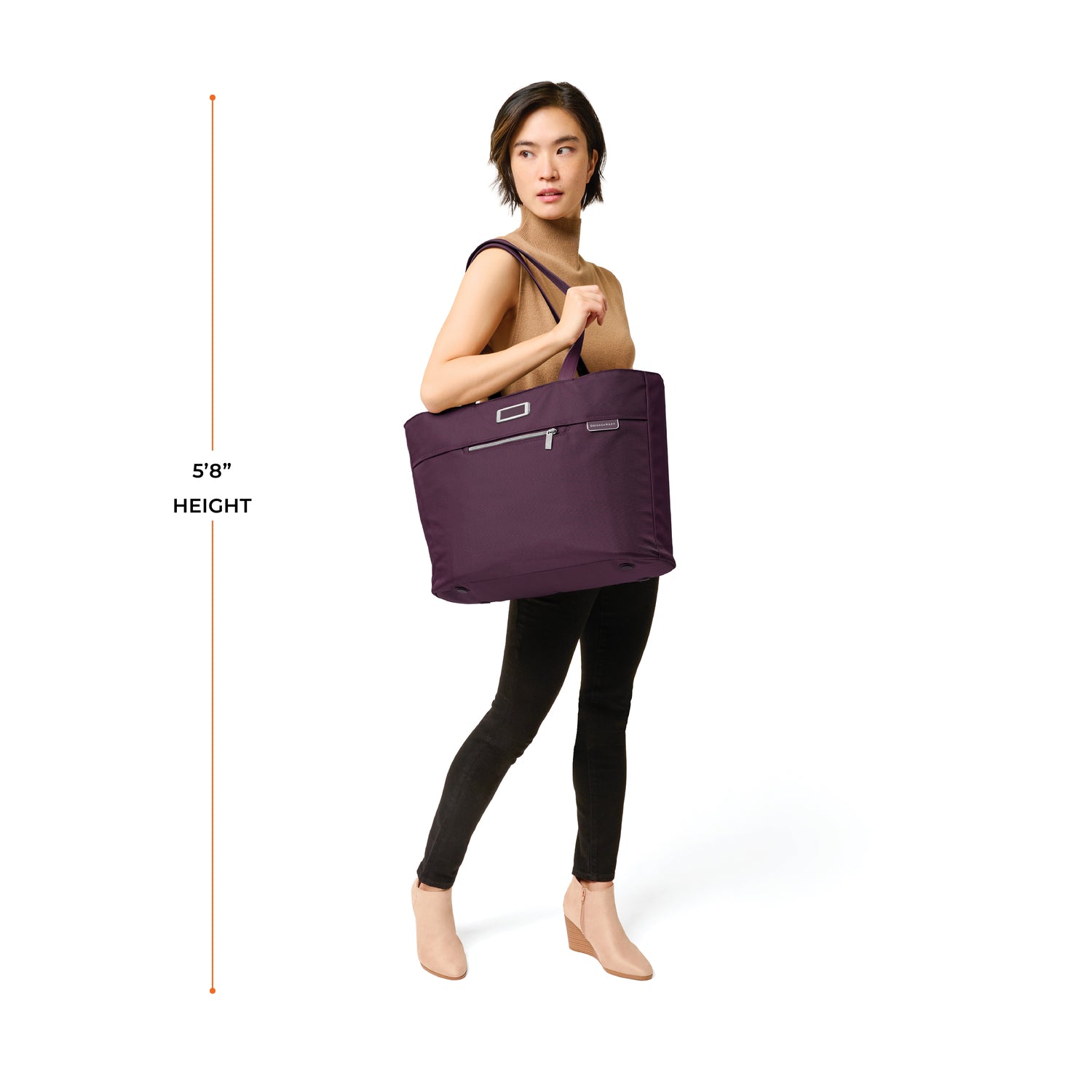 Briggs and Riley Traveler Tote Plum, Model Height 5&