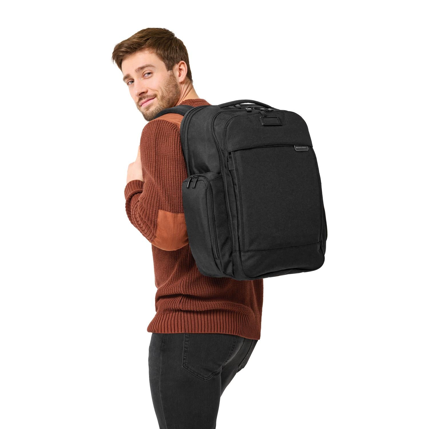 Briggs and Riley Traveler Backpack Black On Figure View