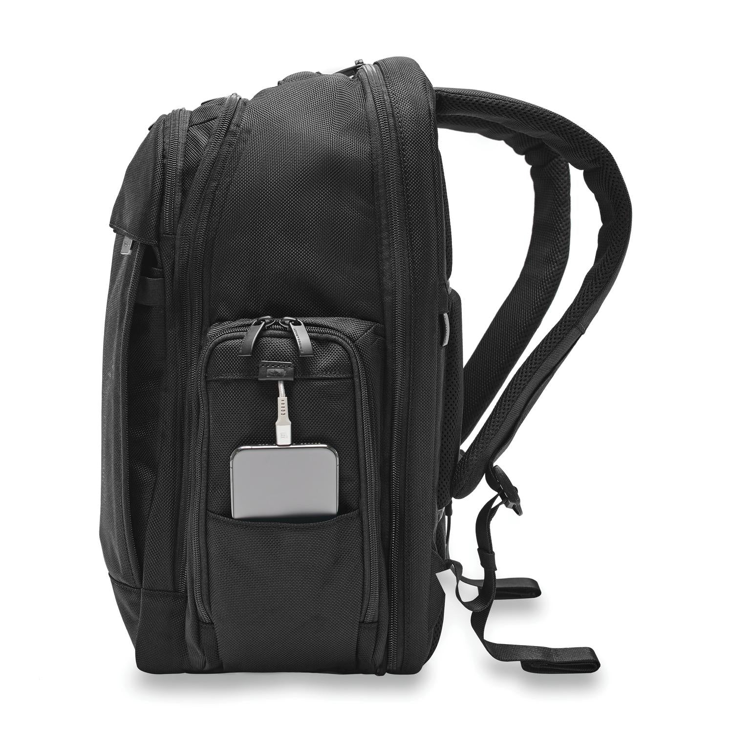 Briggs and Riley Traveler Backpack Black Side View