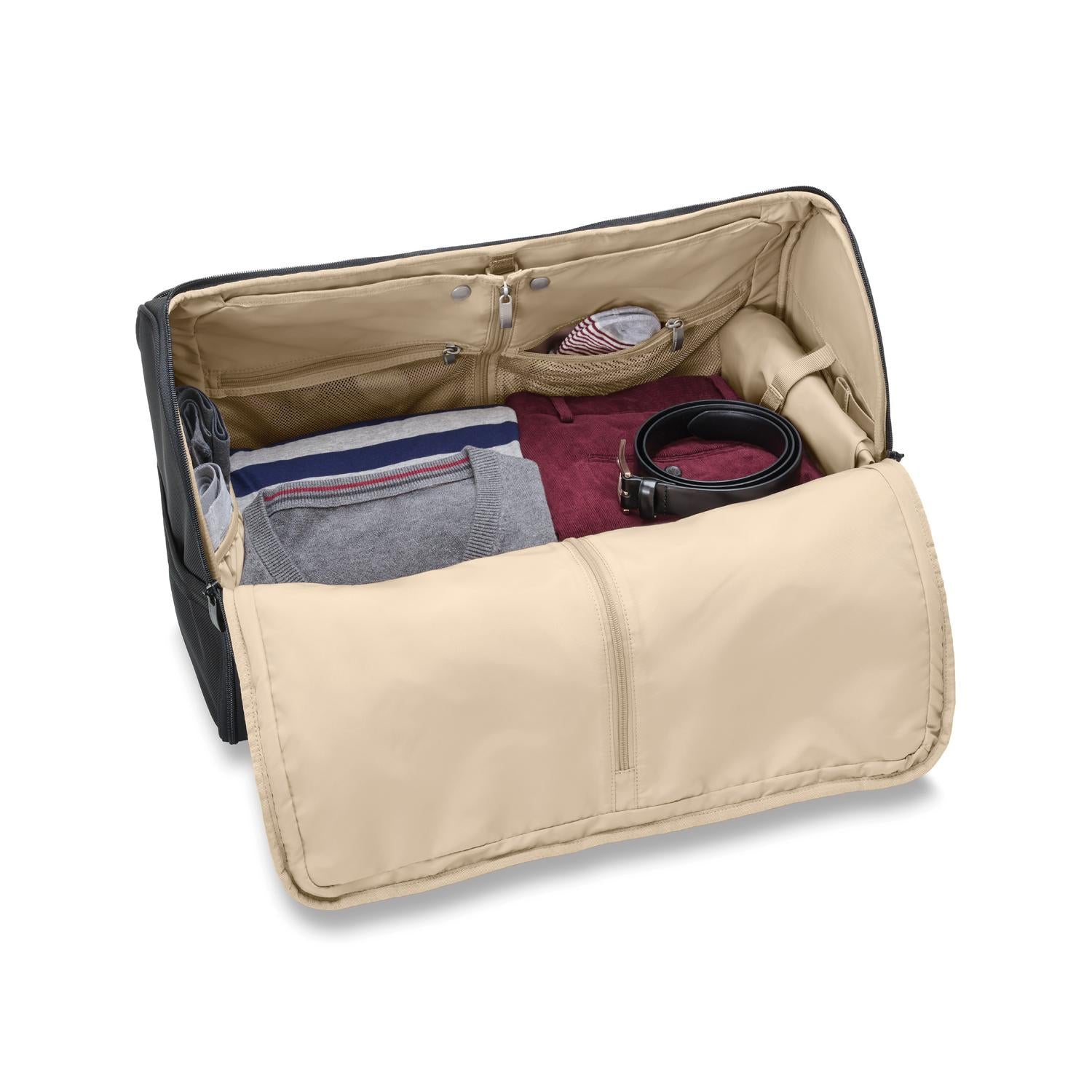 Briggs and Riley Garment Duffle Black Open View